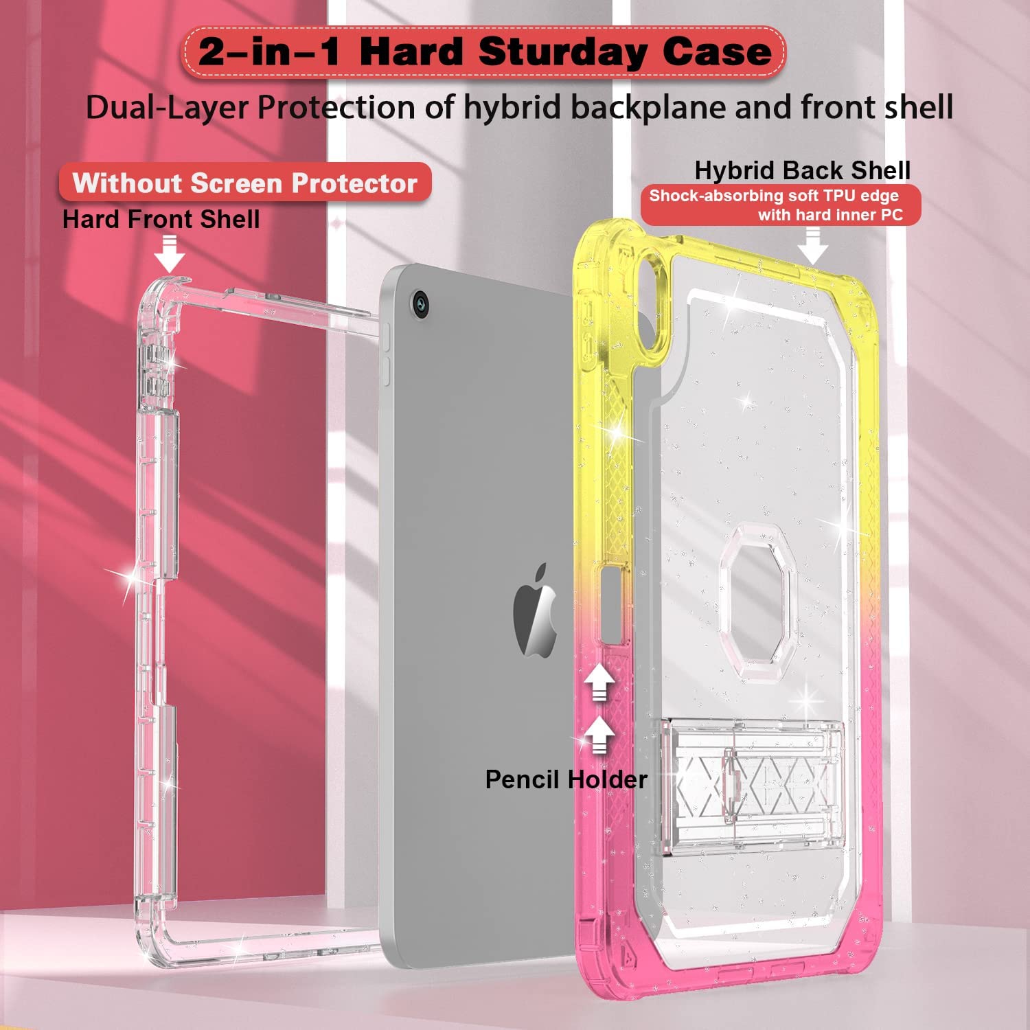 Case for iPad 10th Generation 10.9 inch 2022, Heavy Duty Shockproof Rugged Protective with Pencil Holder, 10.9" 10 Gen Translucent Cover with