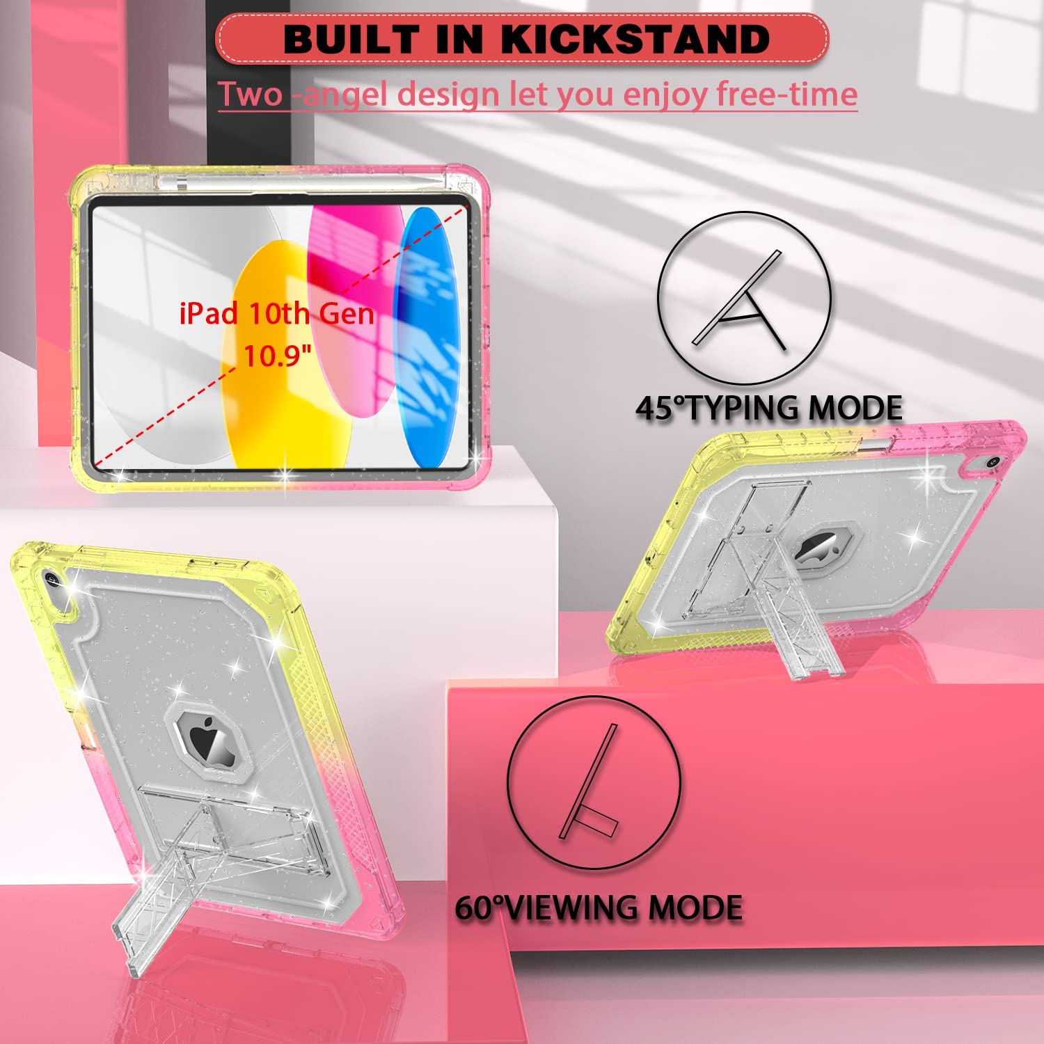 Case for iPad 10th Generation 10.9 inch 2022, Heavy Duty Shockproof Rugged Protective with Pencil Holder, 10.9" 10 Gen Translucent Cover with