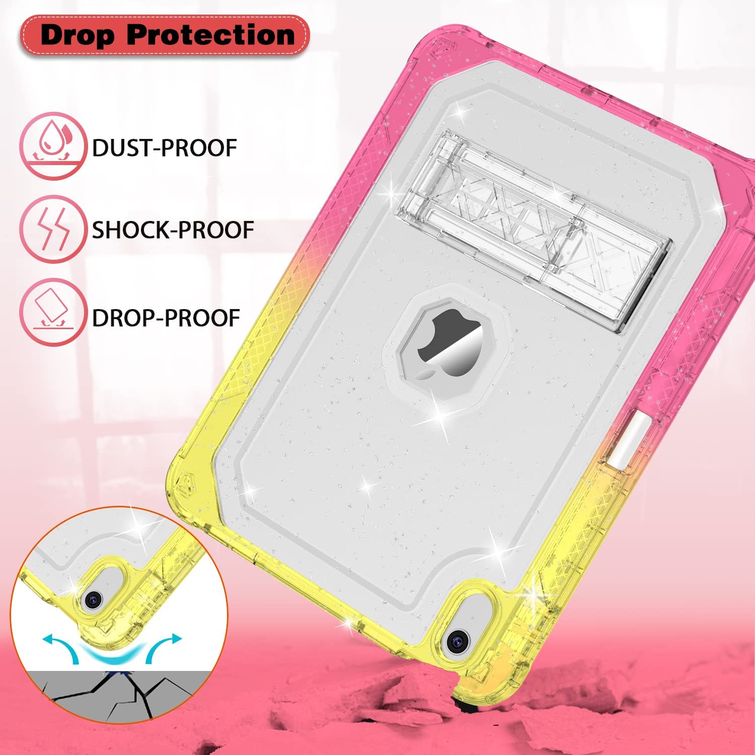 Case for iPad 10th Generation 10.9 inch 2022, Heavy Duty Shockproof Rugged Protective with Pencil Holder, 10.9" 10 Gen Translucent Cover with