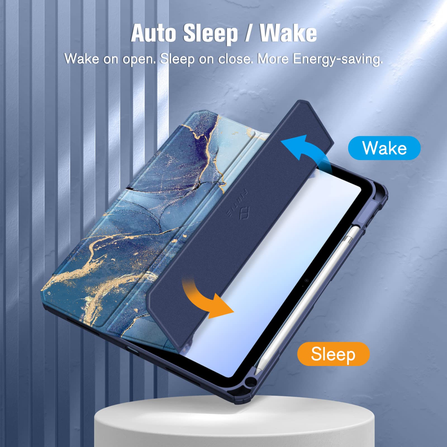 Hybrid Slim Case for iPad 10th Generation 10.9 Inch Tablet - Built-in Pencil Holder Shockproof Cover with Clear Transparent Back Shell, Auto