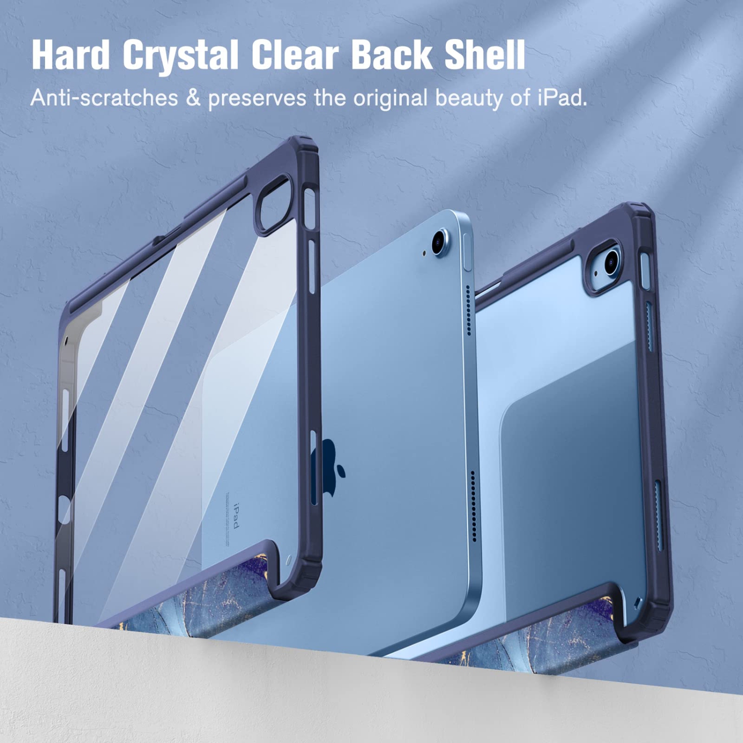 Hybrid Slim Case for iPad 10th Generation 10.9 Inch Tablet - Built-in Pencil Holder Shockproof Cover with Clear Transparent Back Shell, Auto