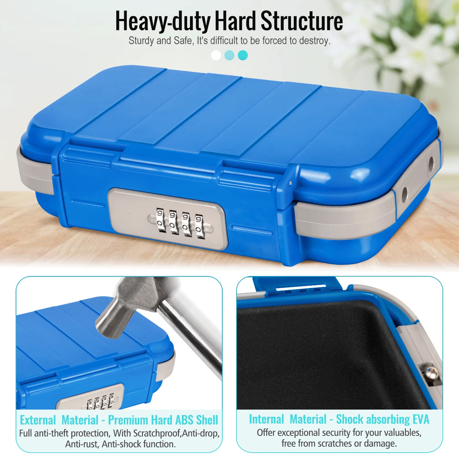 Coffre-fort portatif à combinaison petit coffre-fort antivol coffre-fort coffre-fort étanche de voyage Safe avec câble amovible de sécurité