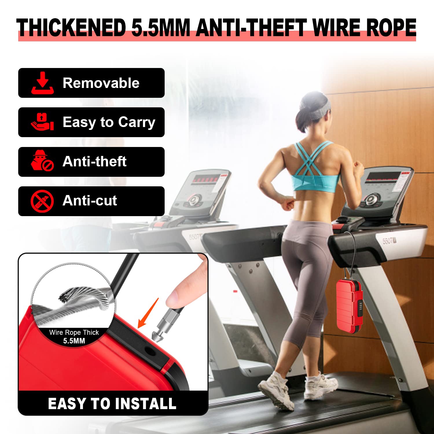 Travel Safe Portable Beach Safe Box Small Combination Safe Anti-Theft Lock Box Safe Waterproof Mini Security Case with Removable Wire Rope Security