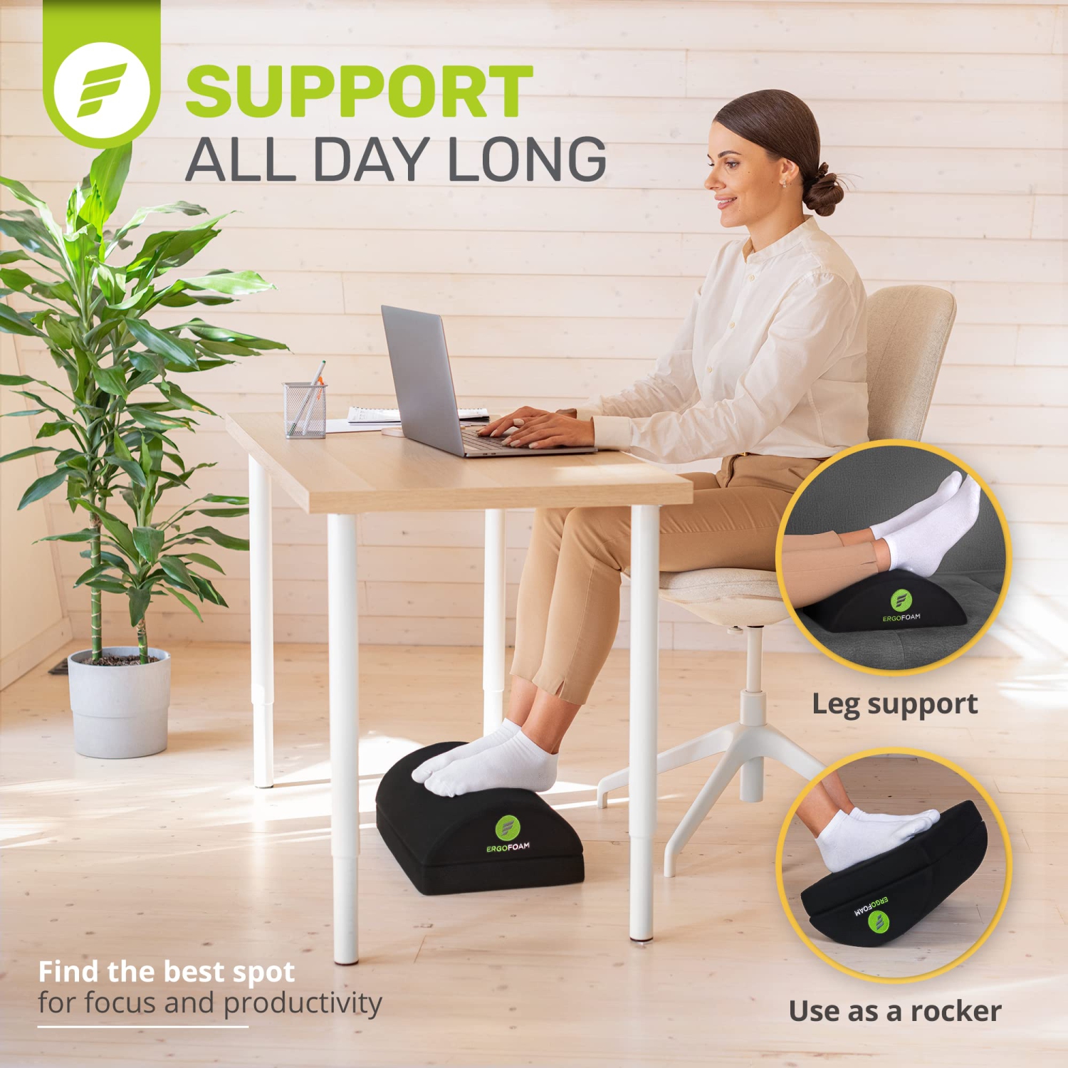 Adjustable Foot Rest Under Desk for Added Height | Large Premium Velvet Soft Foam Footrest for Desk | Most Comfortable Desk Foot Rest in The World