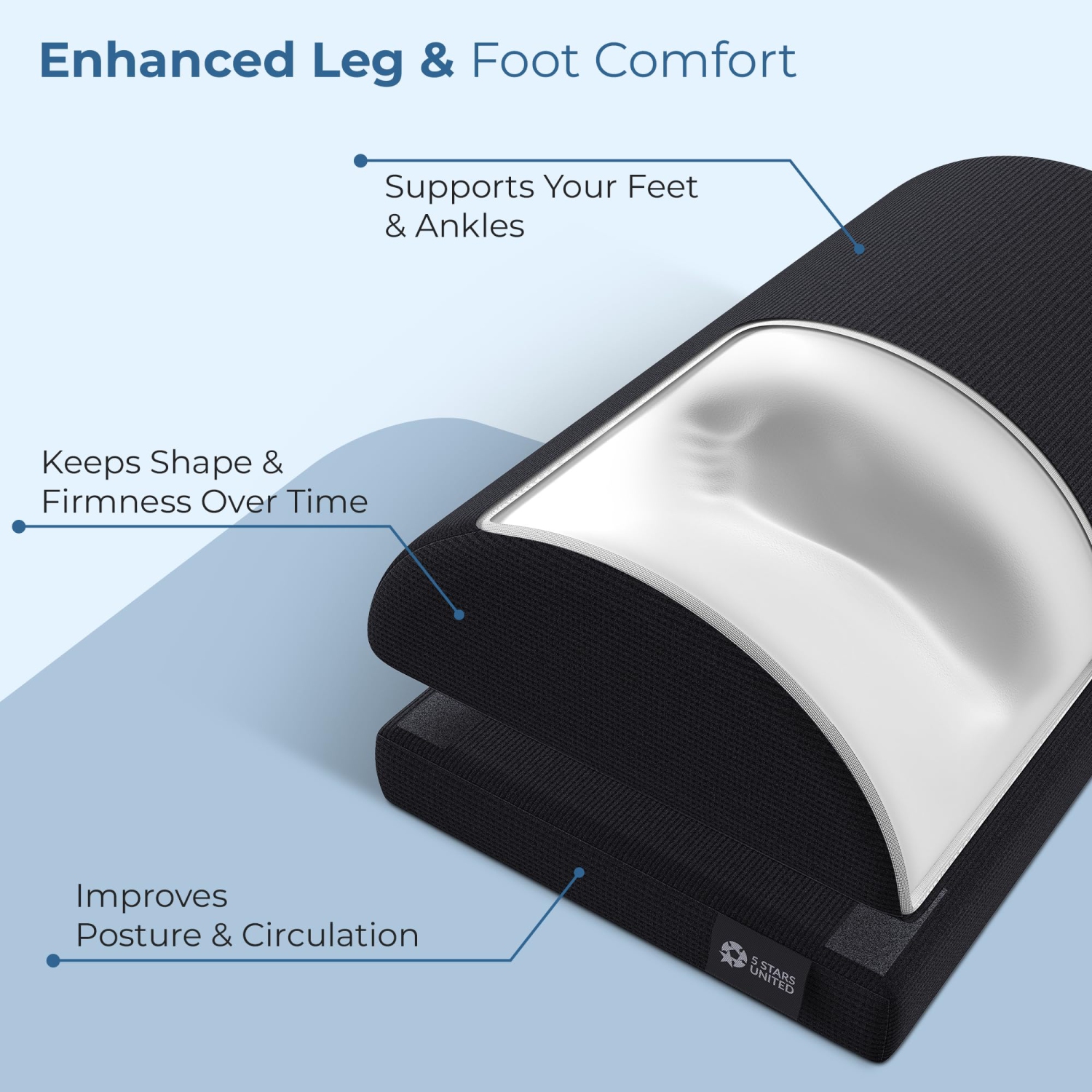 Foot Rest Under Desk Cushion - Adjustable Height 15cm - Ergonomic Half-Cylinder Pad for Extra Leg Support - Breathable Mesh Cover - Non-Slip Bottom -