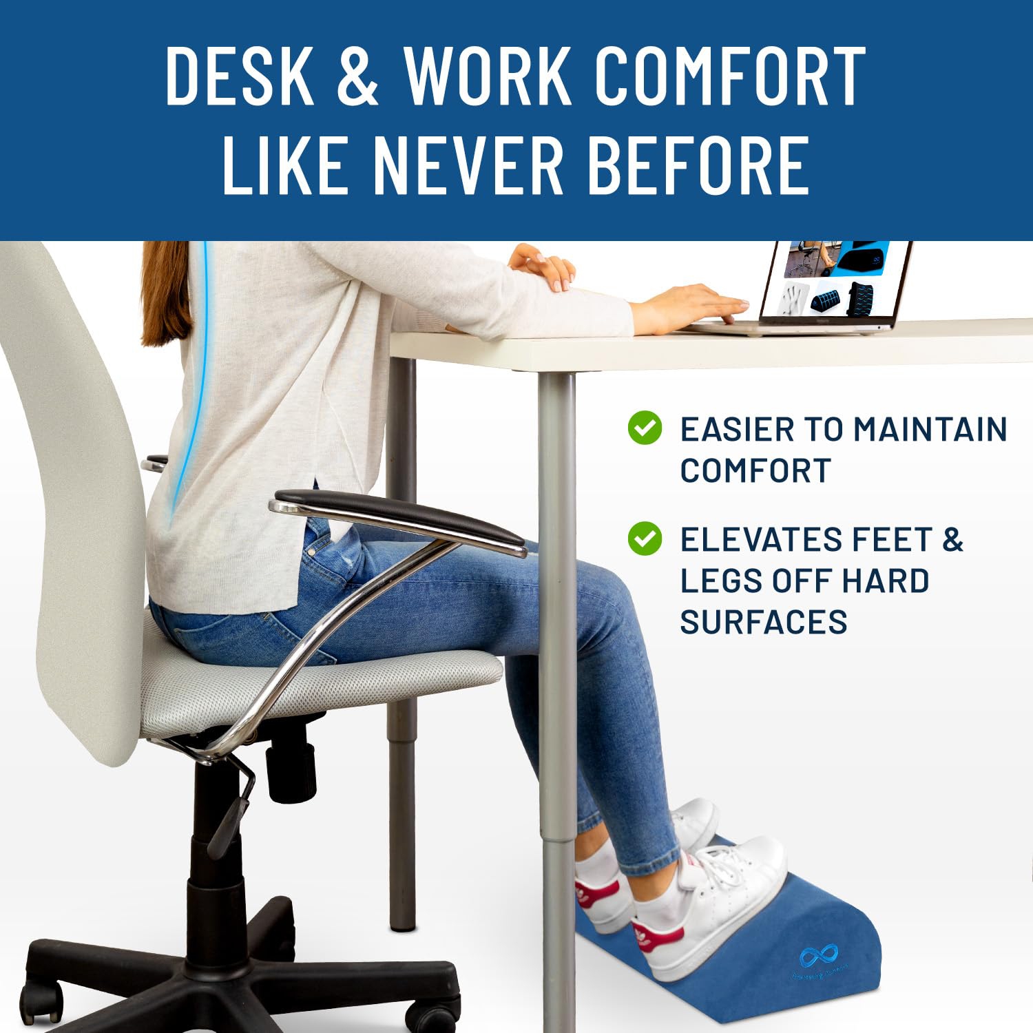 Comfort Foot Rest for Under Desk at Work w/Premium ComfortFoam™ - Desk Foot Rest Ergonomic Design for All-Day Support, Pain Relief - Foot Stool