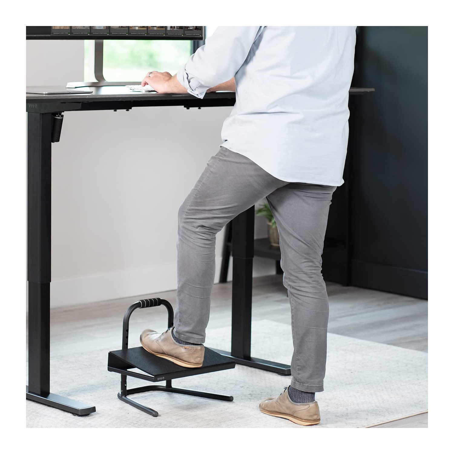 Plateforme de repose-pieds ergonomique réglable en hauteur pour bureaux debout, debout, noir, FT01