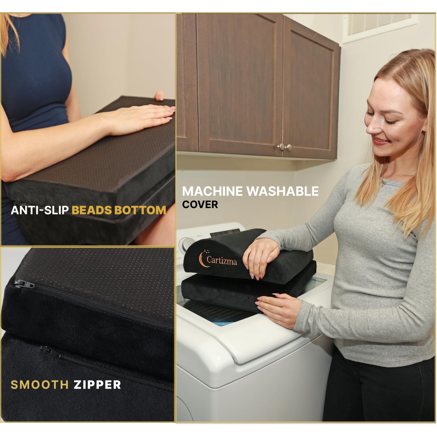 Ergonomic Foot Rest for Under Desk at Work - Wavy Shaped for Heel Support, Memory Foam, Anti-Slip, Washable Cover - Office & Gaming Footrest, Back &