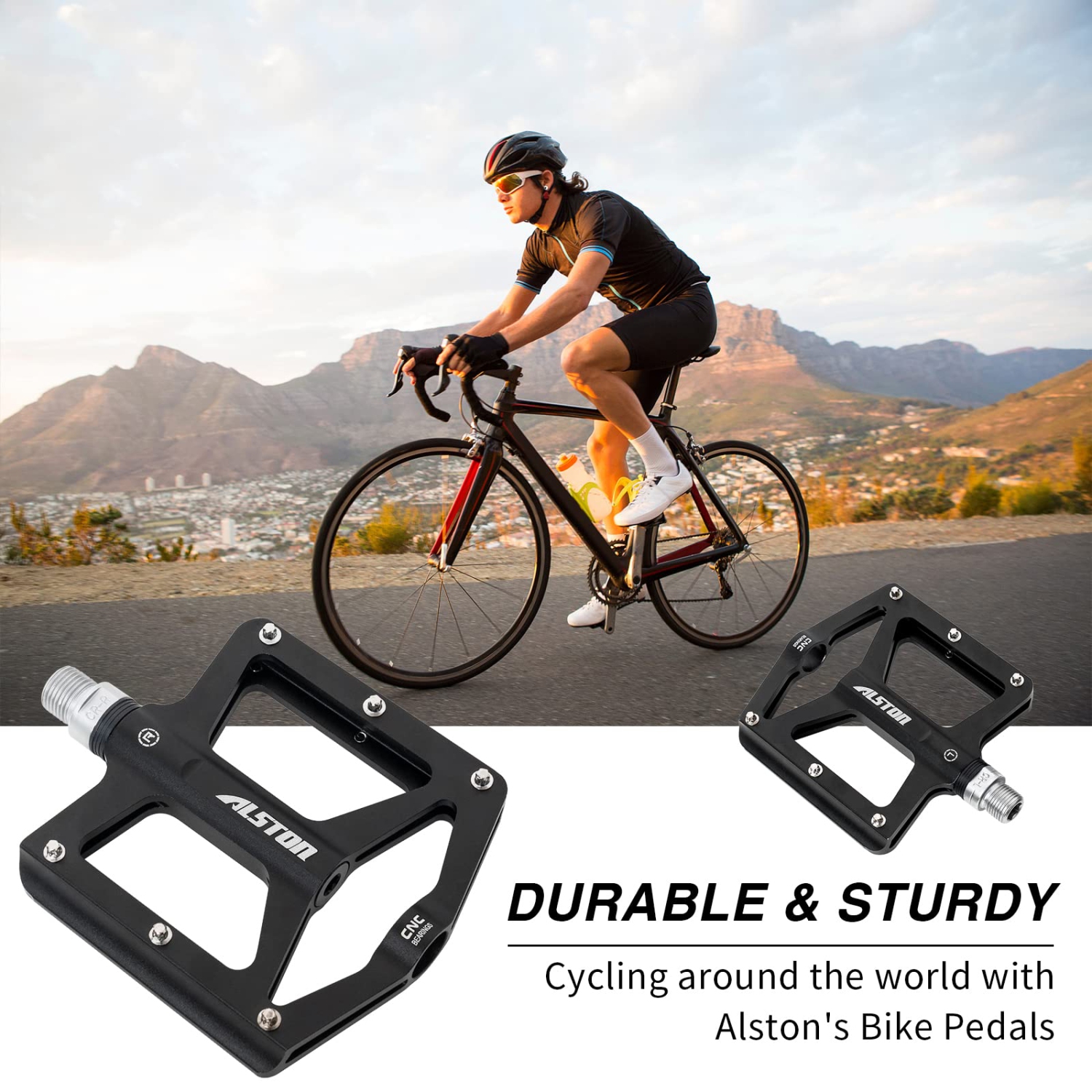 Road Bicycle MTB Aluminum Strong Pedal, Super Powerful CR-MO 9/16 Spindle 3 Pcs Ultra Sealed Bearings Face Off Pedals
