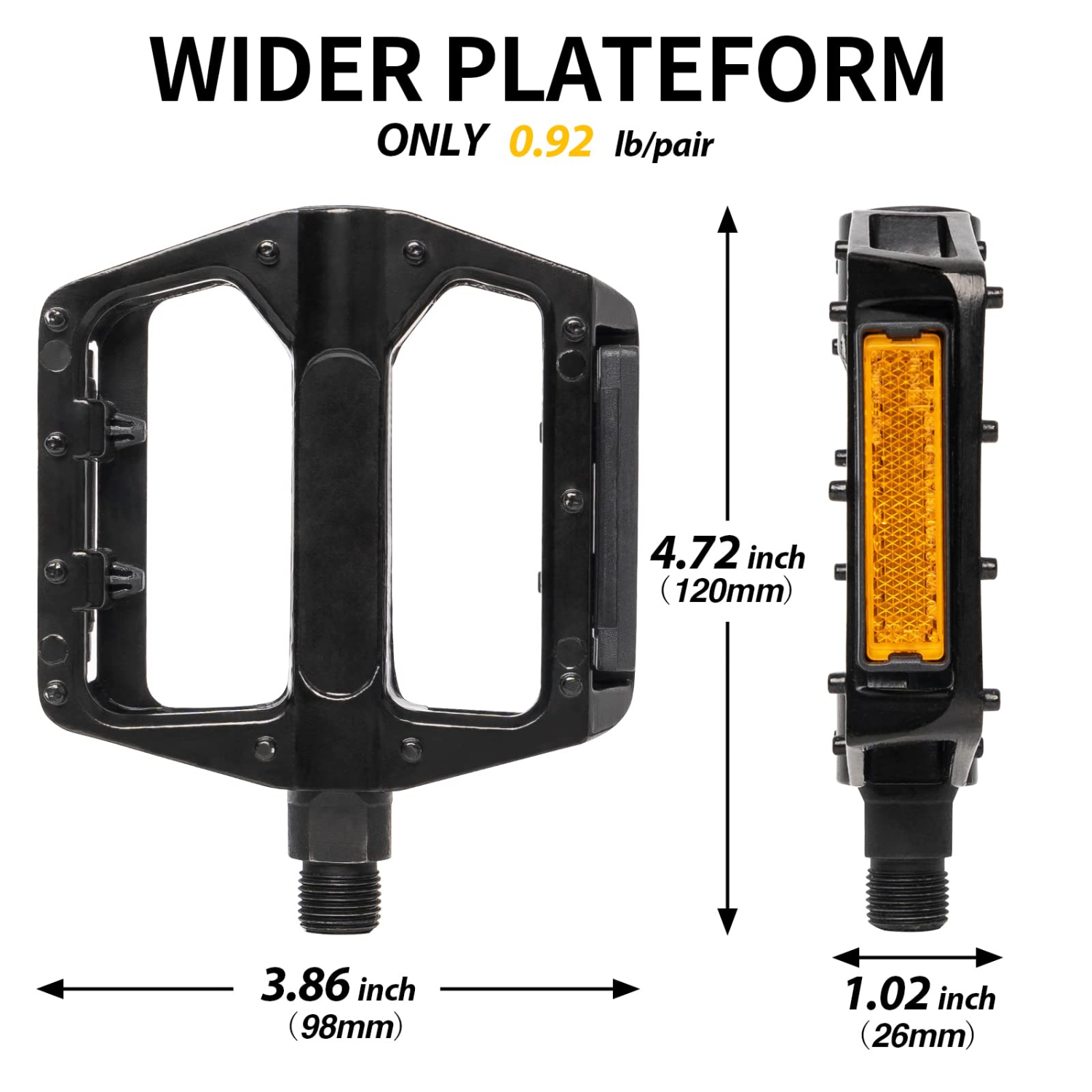 Road Bicycle MTB Aluminum Strong Pedal, Super Powerful CR-MO 9/16 Spindle 3 Pcs Ultra Sealed Bearings Face Off Pedals