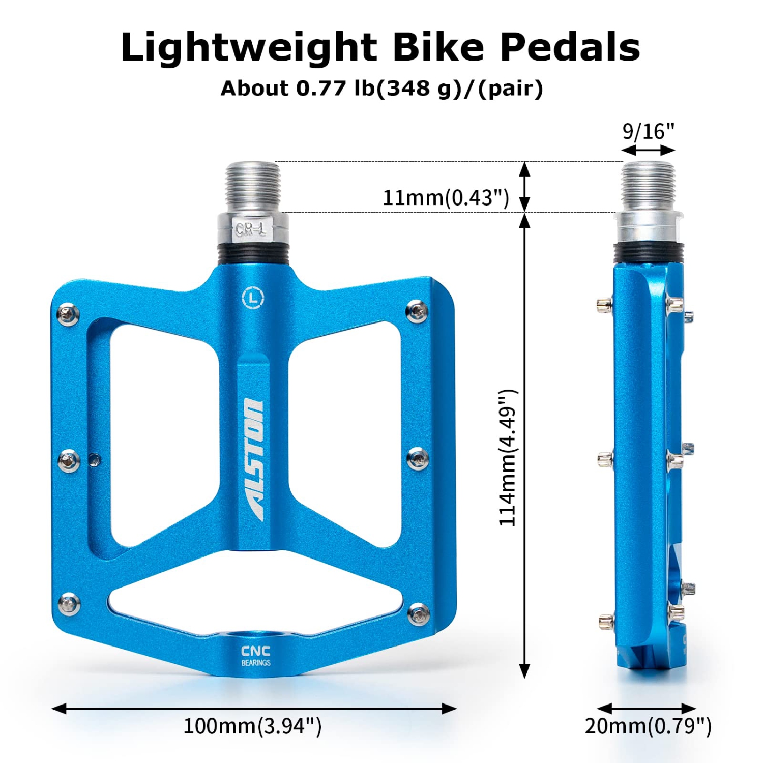 Road Bicycle MTB Aluminum Strong Pedal, Super Powerful CR-MO 9/16 Spindle 3 Pcs Ultra Sealed Bearings Face Off Pedals