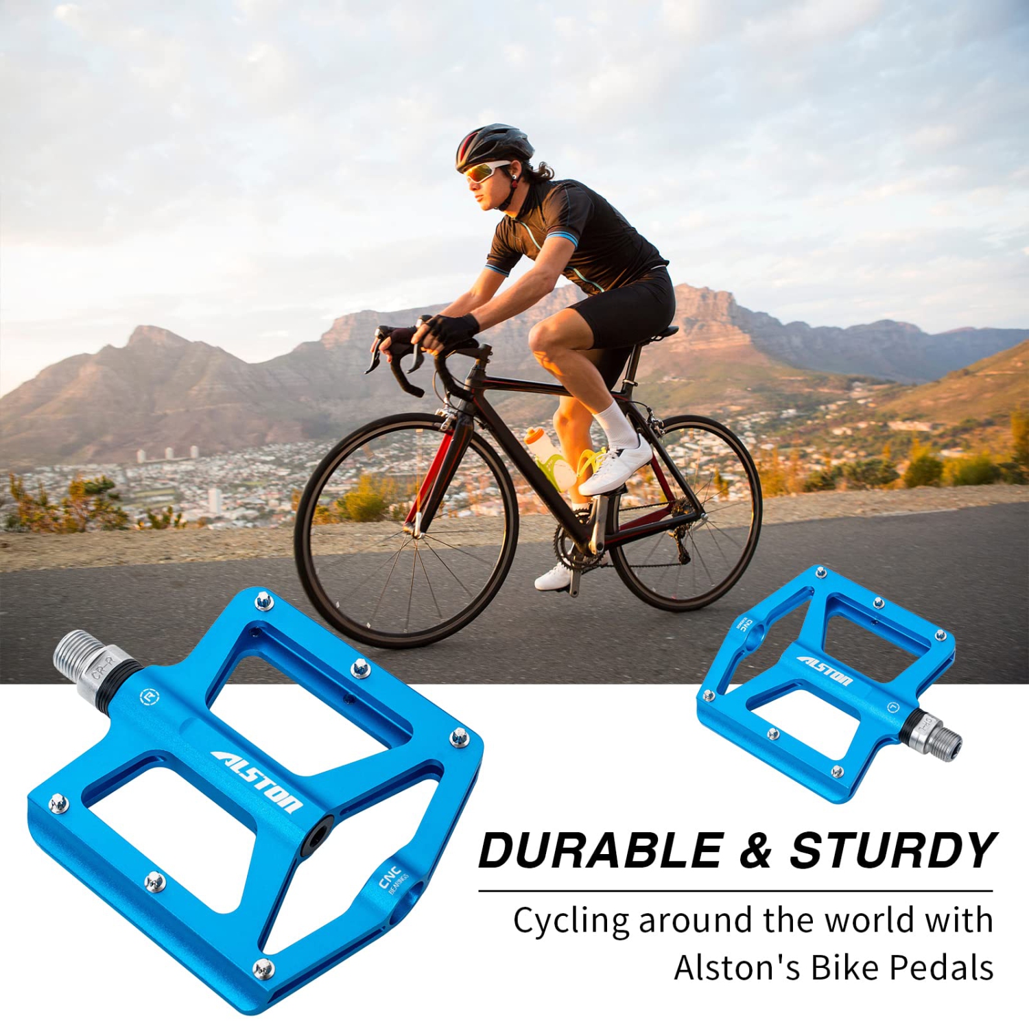 Road Bicycle MTB Aluminum Strong Pedal, Super Powerful CR-MO 9/16 Spindle 3 Pcs Ultra Sealed Bearings Face Off Pedals