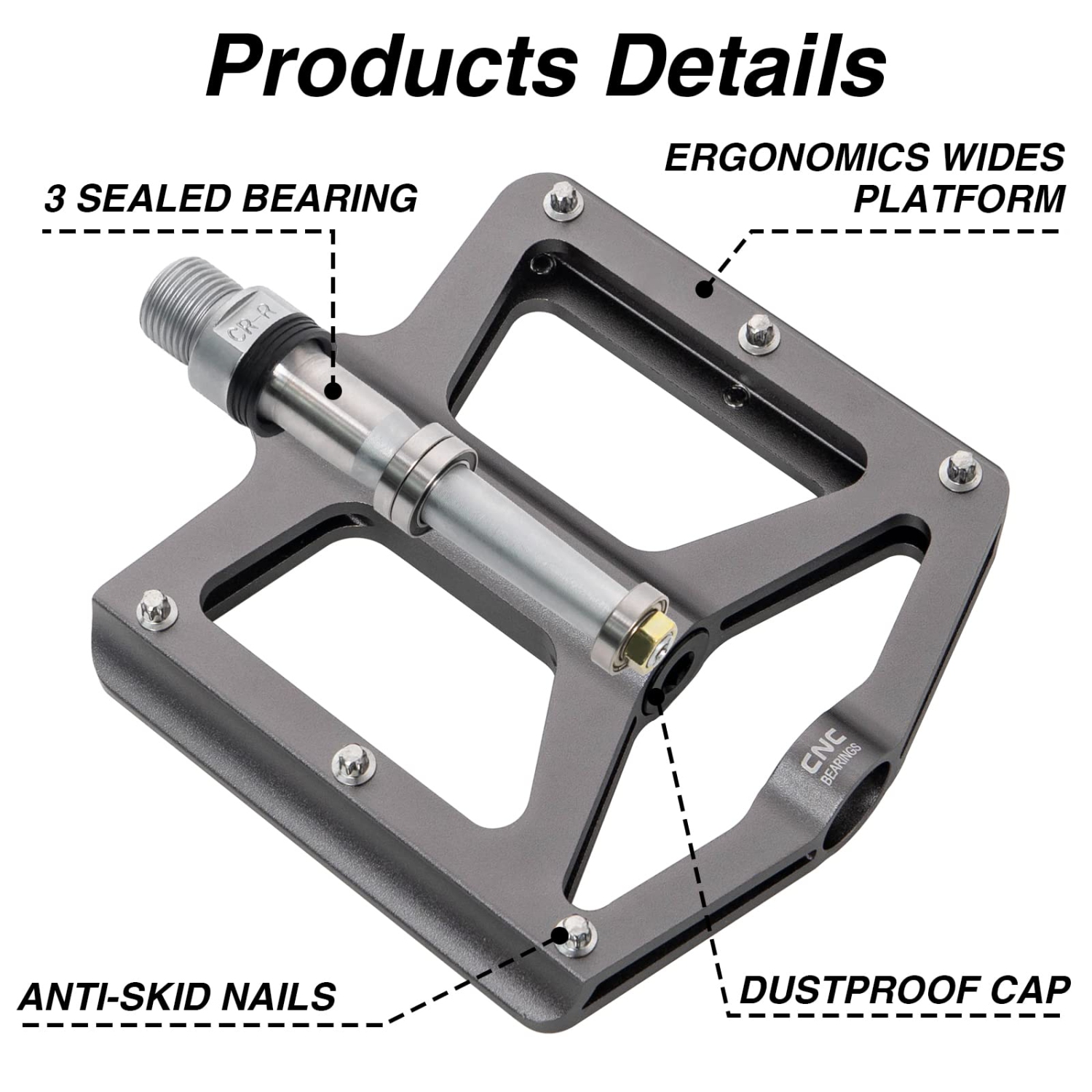 Road Bicycle MTB Aluminum Strong Pedal, Super Powerful CR-MO 9/16 Spindle 3 Pcs Ultra Sealed Bearings Face Off Pedals