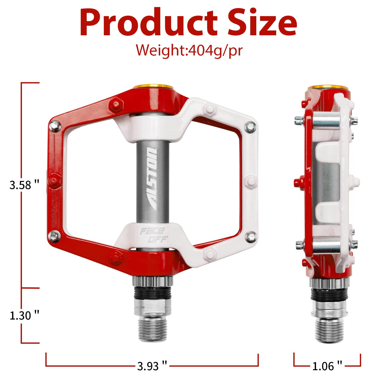 Road Bicycle MTB Aluminum Strong Pedal, Super Powerful CR-MO 9/16 Spindle 3 Pcs Ultra Sealed Bearings Face Off Pedals