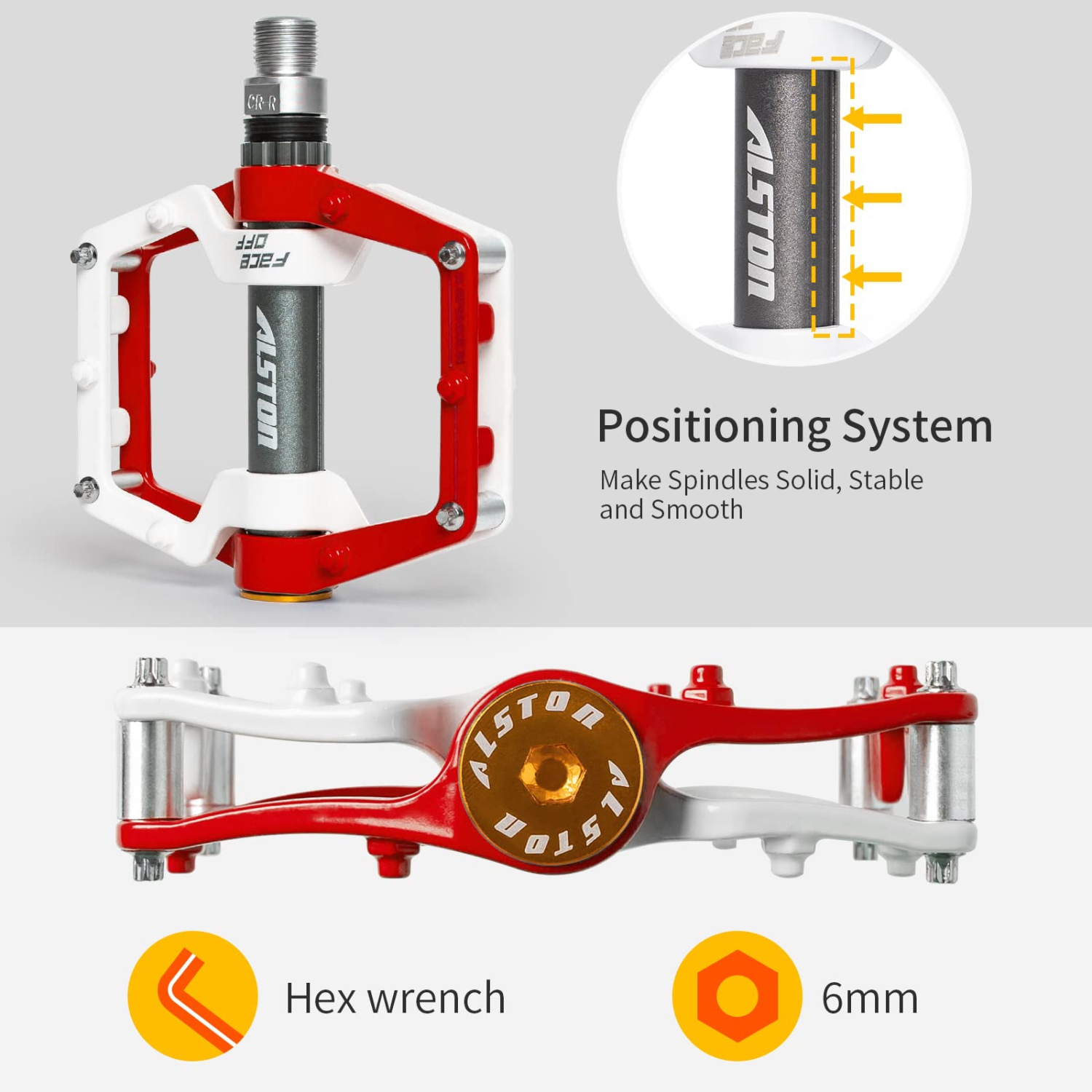 Road Bicycle MTB Aluminum Strong Pedal, Super Powerful CR-MO 9/16 Spindle 3 Pcs Ultra Sealed Bearings Face Off Pedals