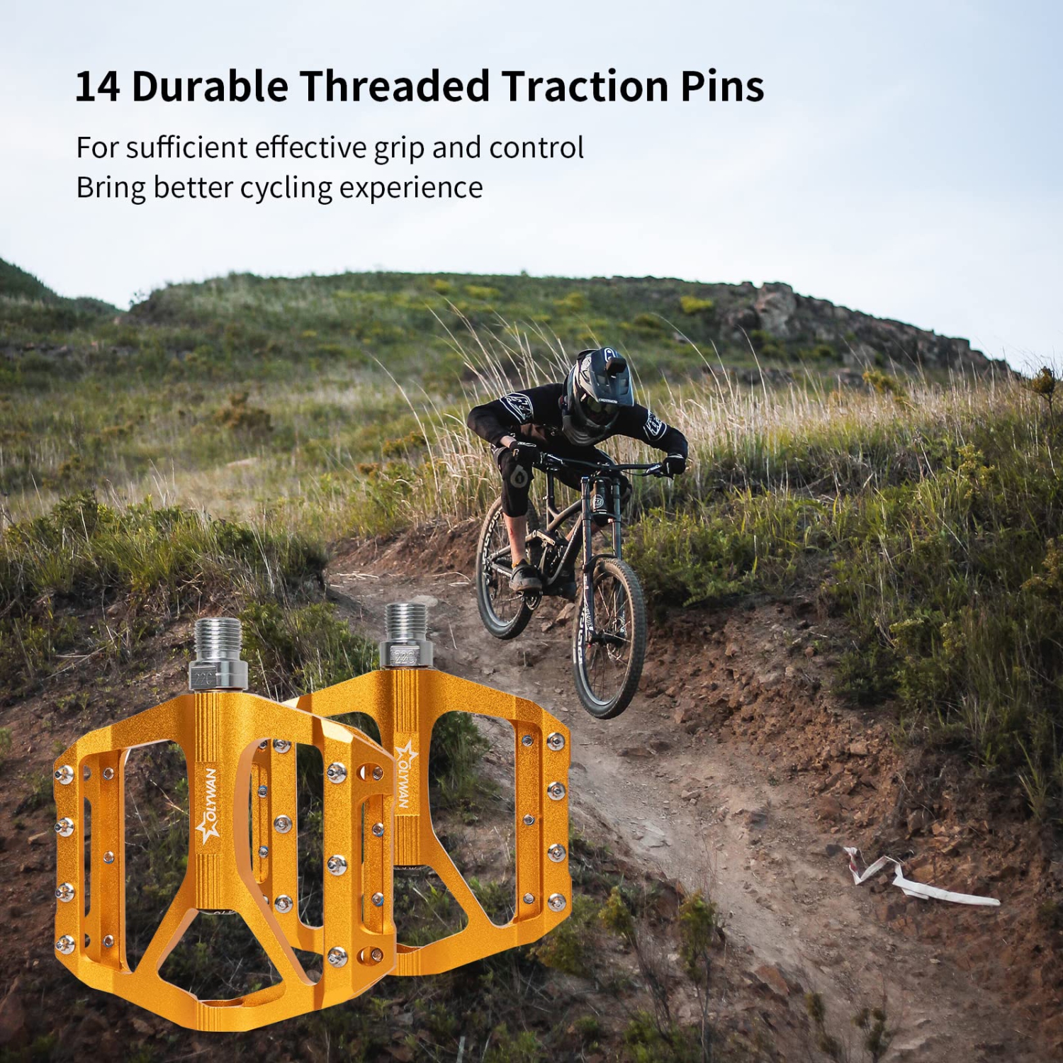 Pédales de vélo de montagne pédales de vélo plate de plate-forme de vélo VTT pédales de roulement durable en alliage CNC de 9/16" pour la plupart des