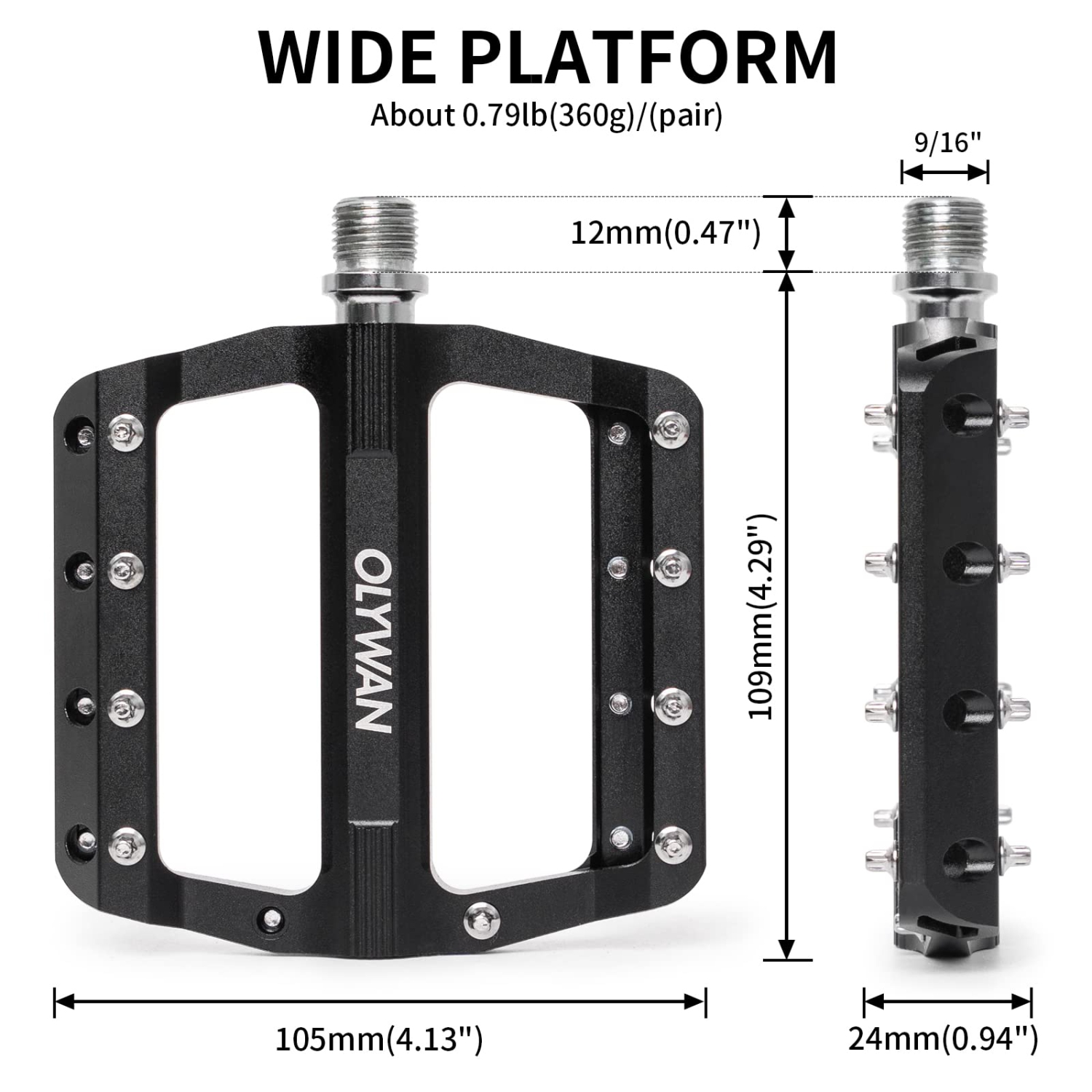 Pédales de vélo de montagne pédales de vélo plate de plate-forme de vélo VTT pédales de roulement durable en alliage CNC de 9/16" pour la plupart des
