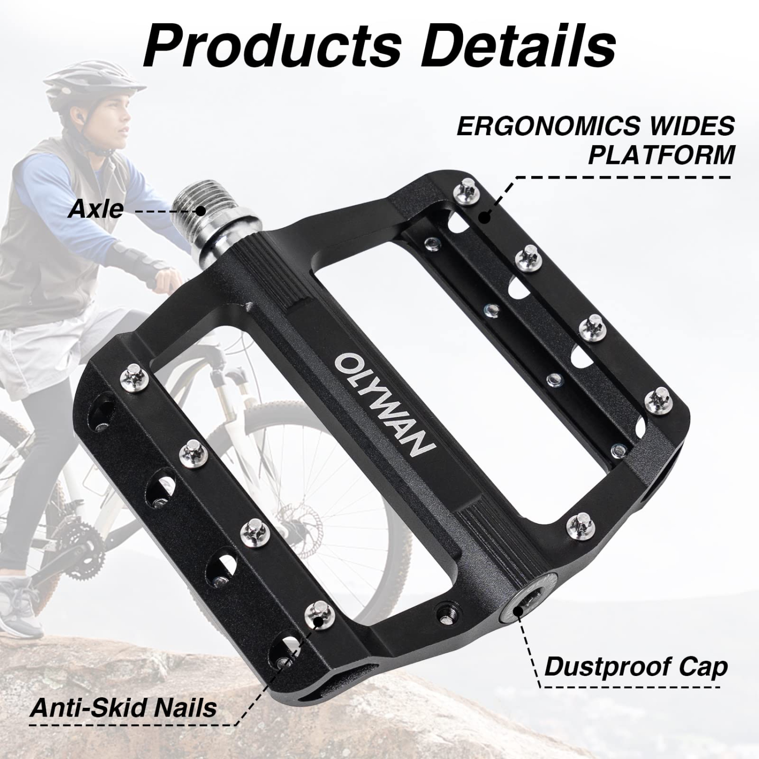 Pédales de vélo de montagne pédales de vélo plate de plate-forme de vélo VTT pédales de roulement durable en alliage CNC de 9/16" pour la plupart des