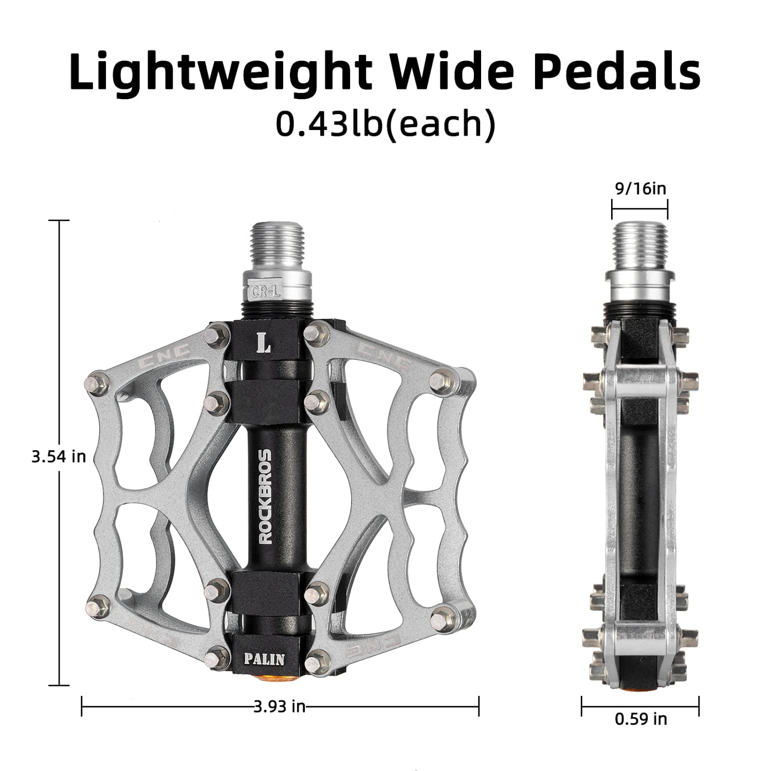 Mountain Bike Pedals Non-Slip MTB Pedals Durable Lightweight Aluminum Alloy Bicycle Pedals for Mountain Bikes Commuter Bike Leisure Bikes 9/16"