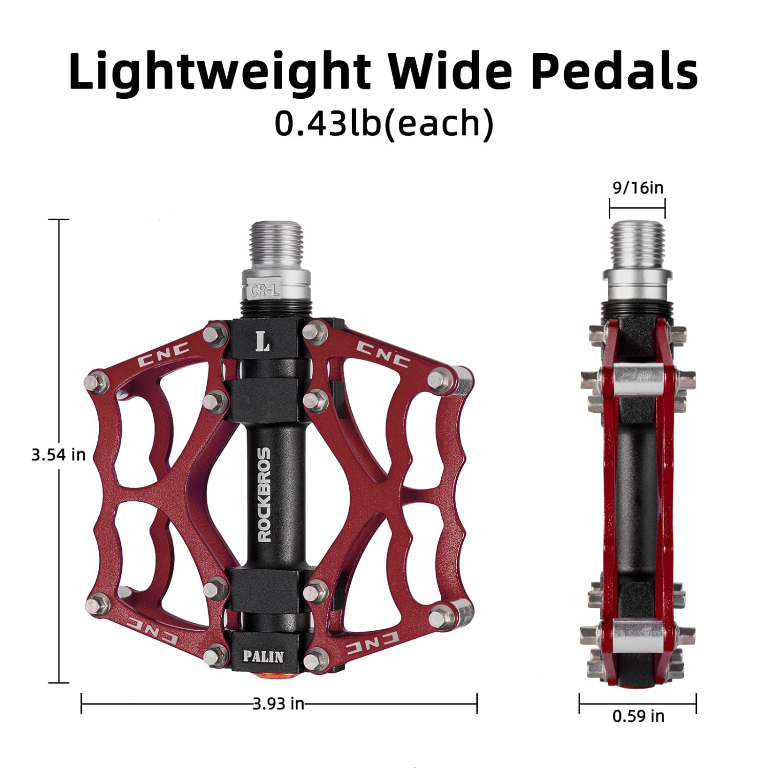Mountain Bike Pedals Non-Slip MTB Pedals Durable Lightweight Aluminum Alloy Bicycle Pedals for Mountain Bikes Commuter Bike Leisure Bikes 9/16"