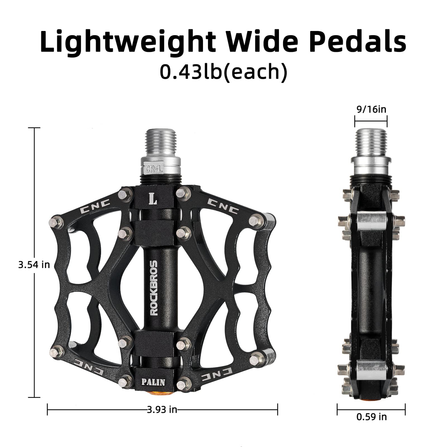 Mountain Bike Pedals Non-Slip MTB Pedals Durable Lightweight Aluminum Alloy Bicycle Pedals for Mountain Bikes Commuter Bike Leisure Bikes 9/16"