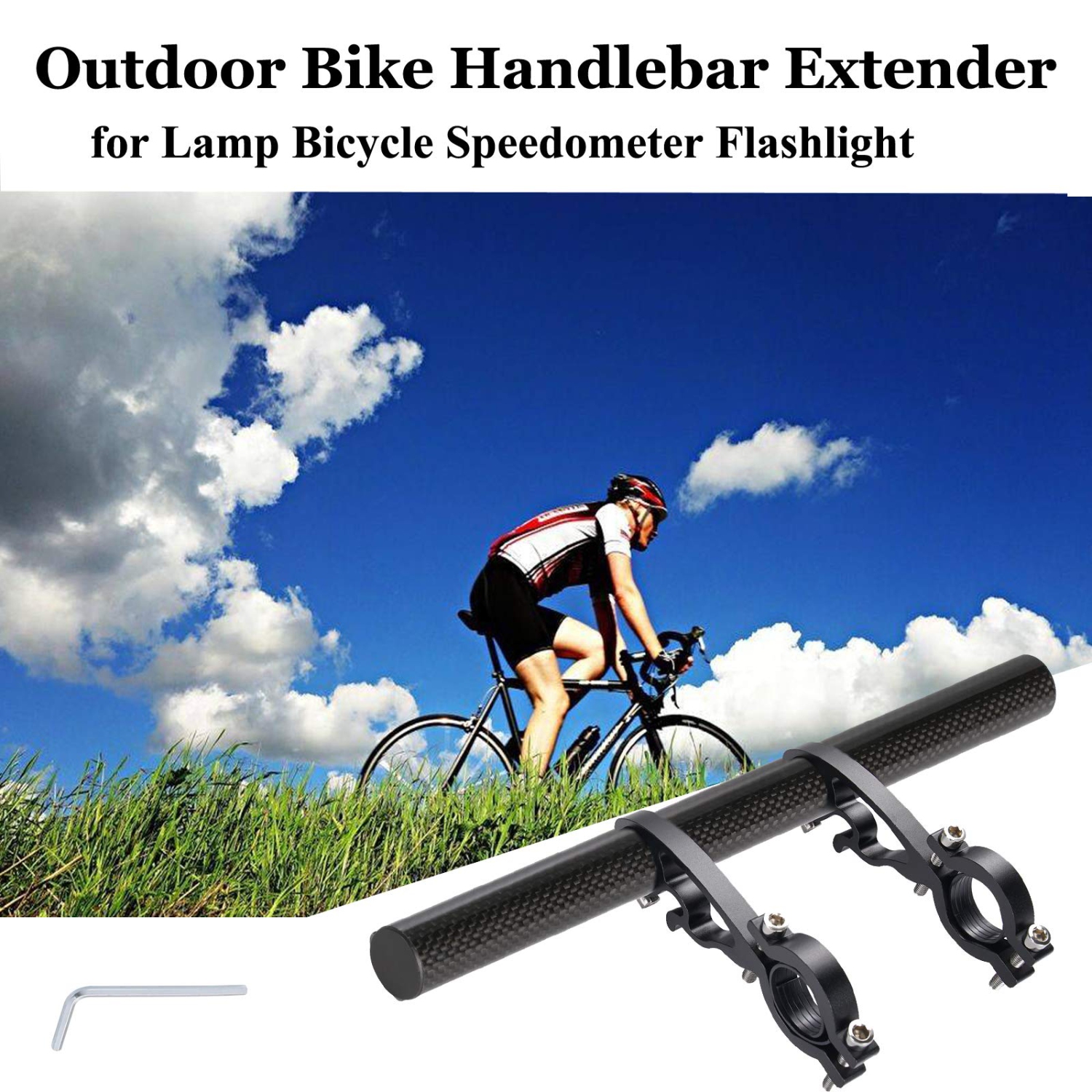 Bike Handlebar Extender, Lightweight Durable Aluminum Alloy Double Bicycle Handlebar Extension Bracket for Holding Motorcycle E-Bike Lamp Speedometer