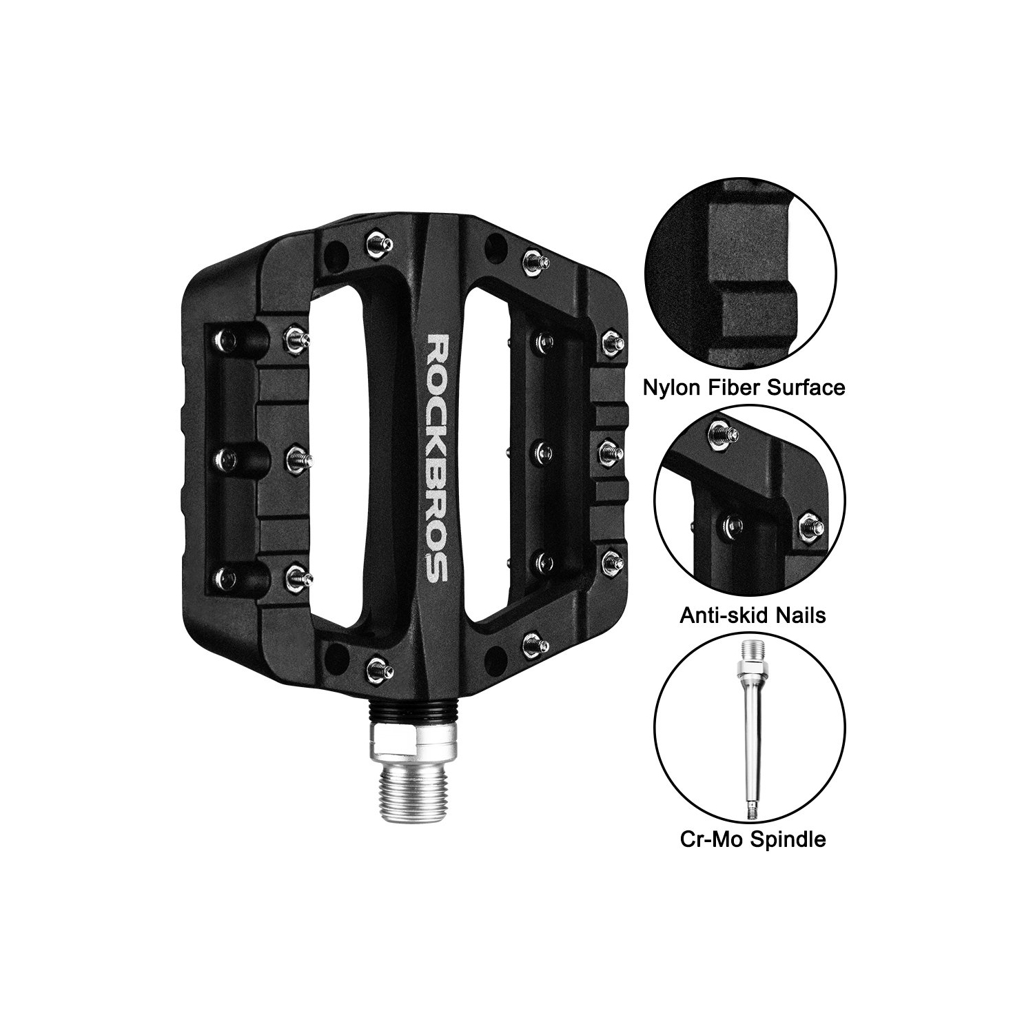 Lightweight Mountain Bike Pedals Nylon Fiber Bicycle Platform Pedals for Road MTB 9/16"