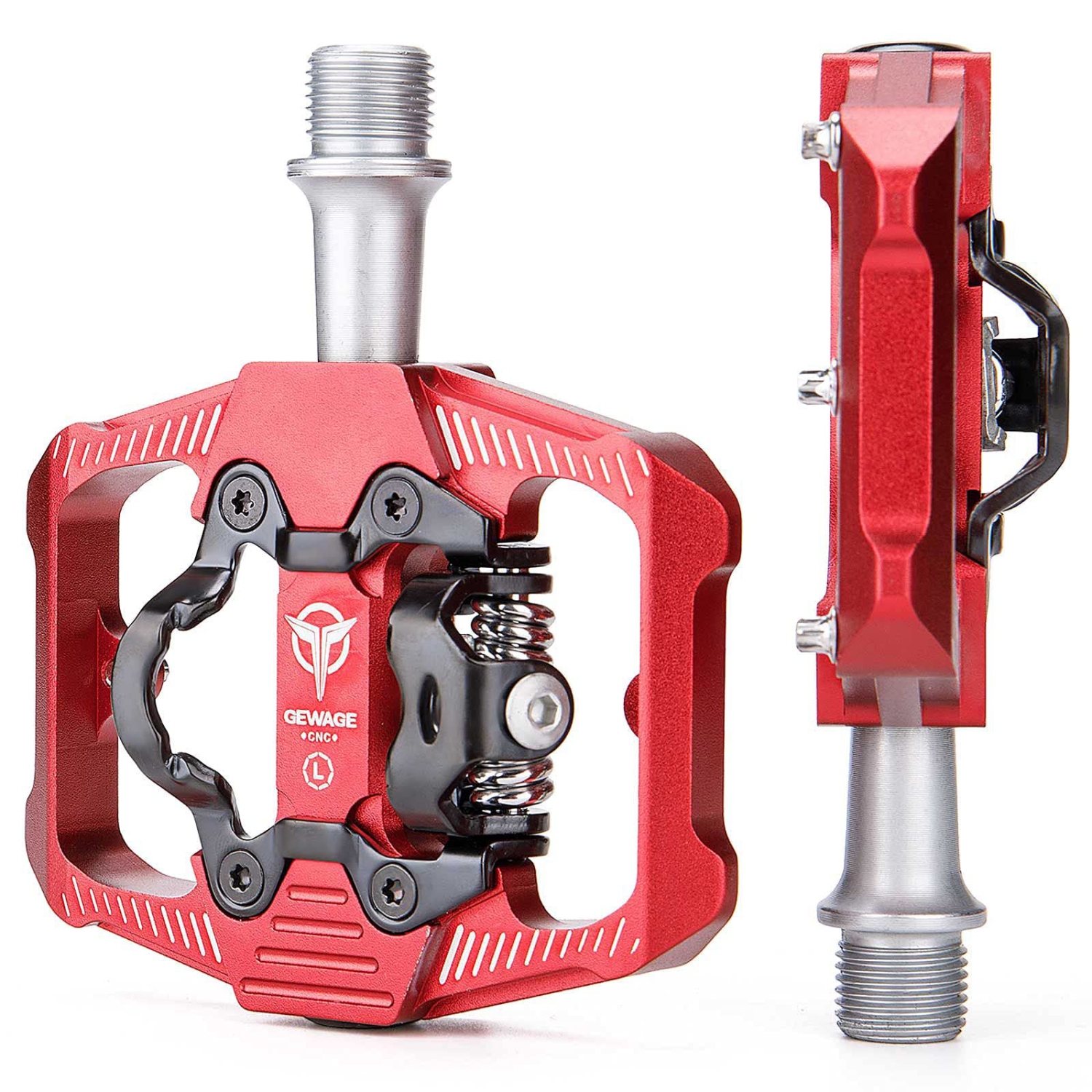 Mountain Bike Pedals - Dual Function Flat and Clipless Pedal - 3 Sealed Bearing Platform Pedals Clipless Compatible, Bicycle Pedals for BMX Spin