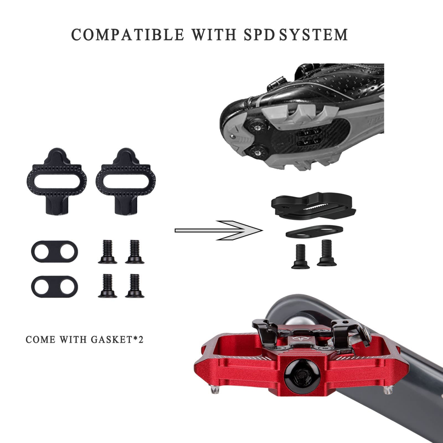 Mountain Bike Pedals - Dual Function Flat and Clipless Pedal - 3 Sealed Bearing Platform Pedals Clipless Compatible, Bicycle Pedals for BMX Spin