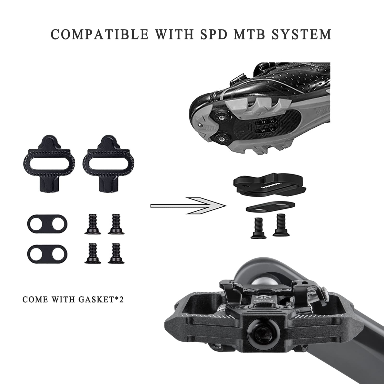 Mountain Bike Pedals - Dual Function Flat and Clipless Pedal - 3 Sealed Bearing Platform Pedals Clipless Compatible, Bicycle Pedals for BMX Spin