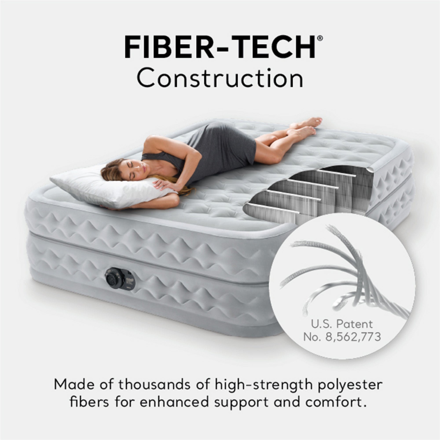 Matelas pneumatique Dura-Beam Deluxe Supreme Air-Flow, grand lit 20 po, pompe électrique intégrée