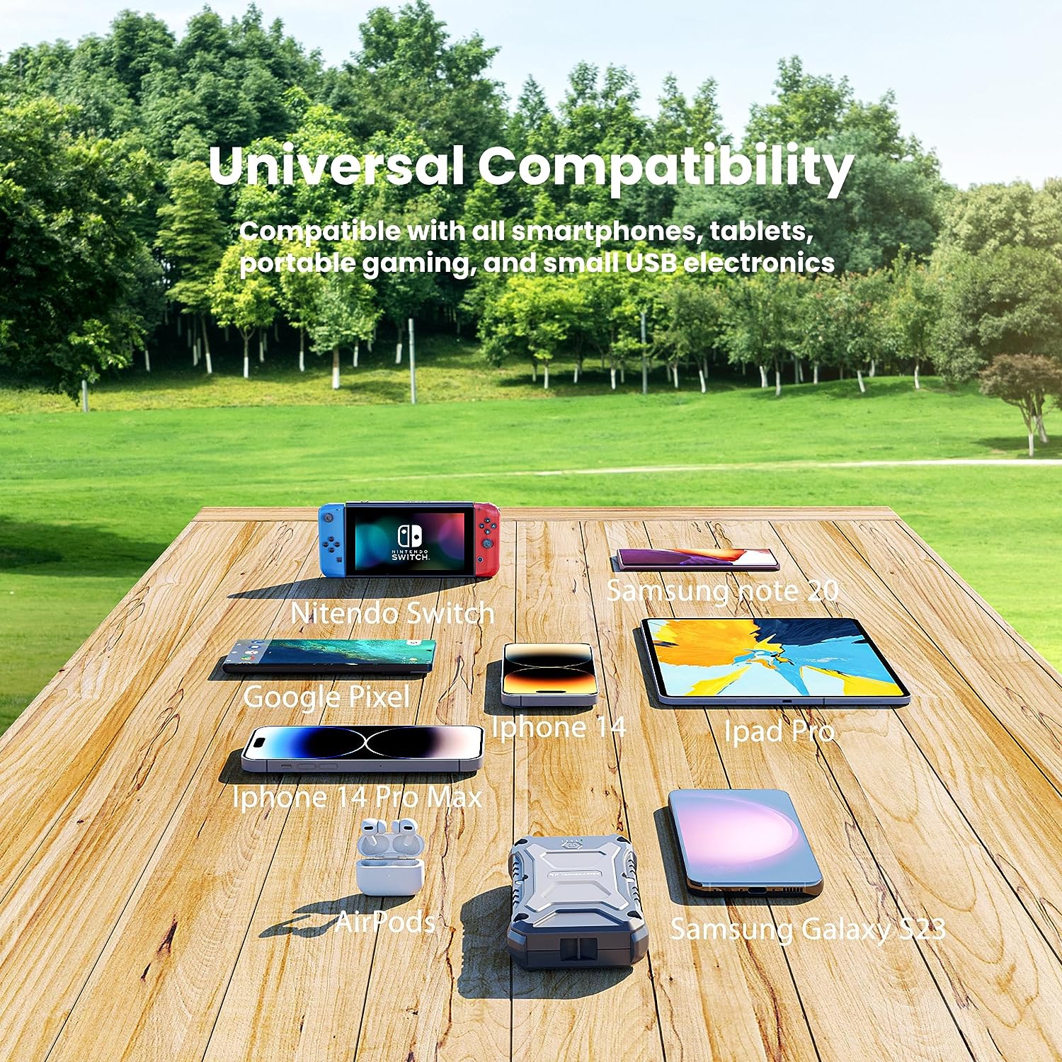 Chargeur portable sans fil robuste et étanche USB-C PD et 15&nbsp;W de TECHSMARTER 20000&nbsp;mAh de 30&nbsp;W pour l'extérieur, le camping,