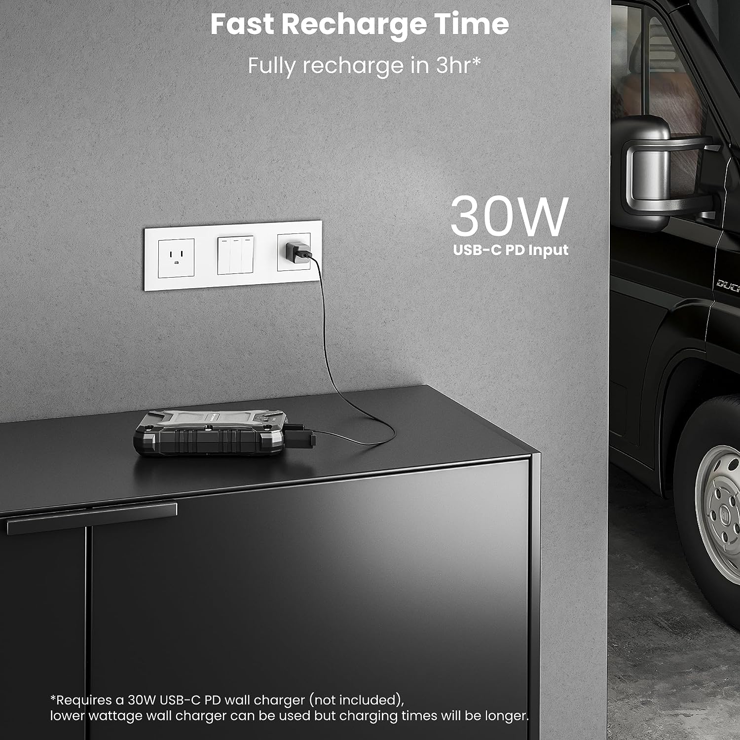 Chargeur portable sans fil robuste et étanche USB-C PD et 15&nbsp;W de TECHSMARTER 20000&nbsp;mAh de 30&nbsp;W pour l'extérieur, le camping,