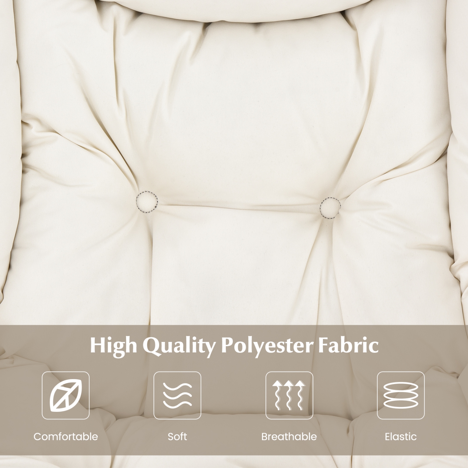 Topbuy – Chaise de lecture Lazy avec pouf moderne Leisure, accoudoirs, pochette latérale et repose-pieds, beige/gris/bleu