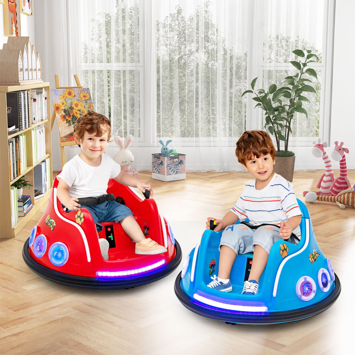 Gymax 12V Kids Ride on Bumper Car Remote Control w/ Flashing LED Light & Music