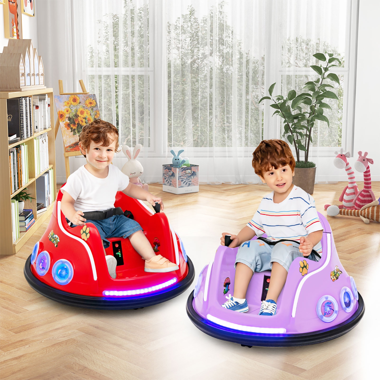 Gymax 12V Kids Ride on Bumper Car Remote Control w/ Flashing LED Light & Music