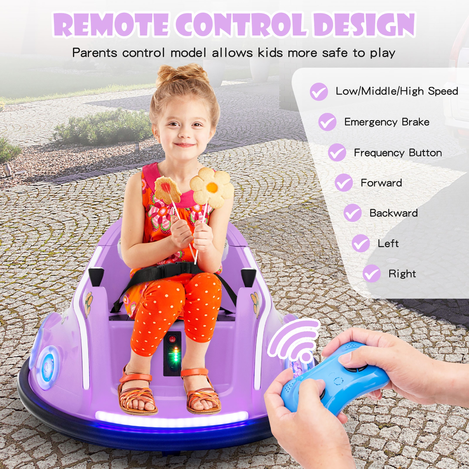 Gymax 12V Kids Ride on Bumper Car Remote Control w/ Flashing LED Light & Music