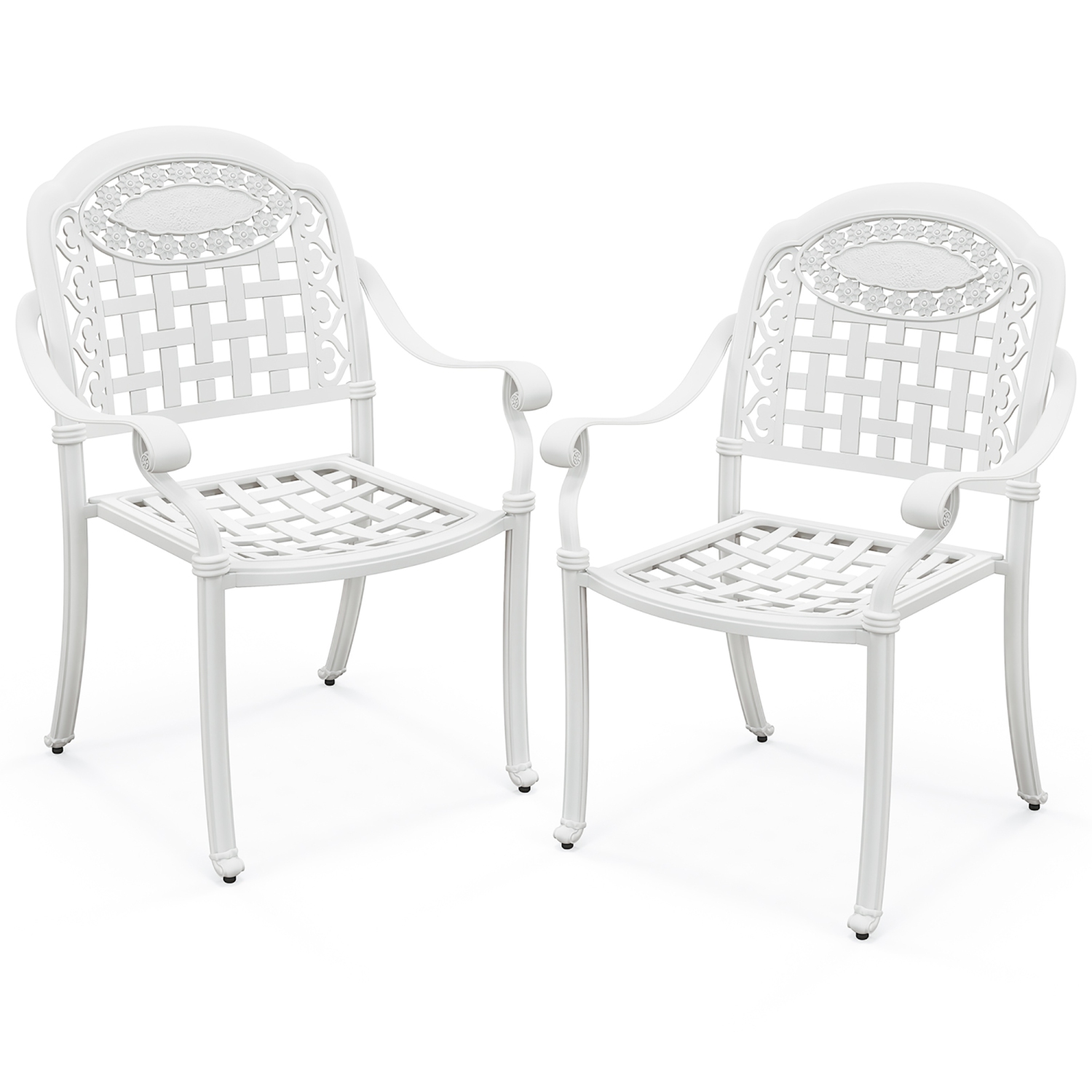 Gymax 2 Pieces Cast aluminum patio chair bistro dining chair outdoor cast aluminum chair