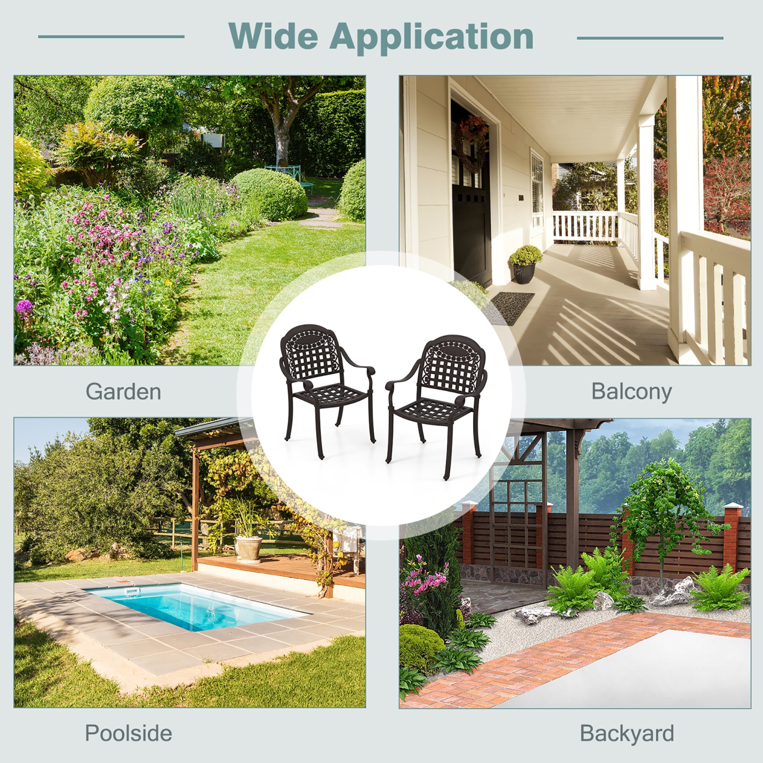 Gymax 4 Pieces Cast aluminum patio chair bistro dining chair outdoor cast aluminum chair