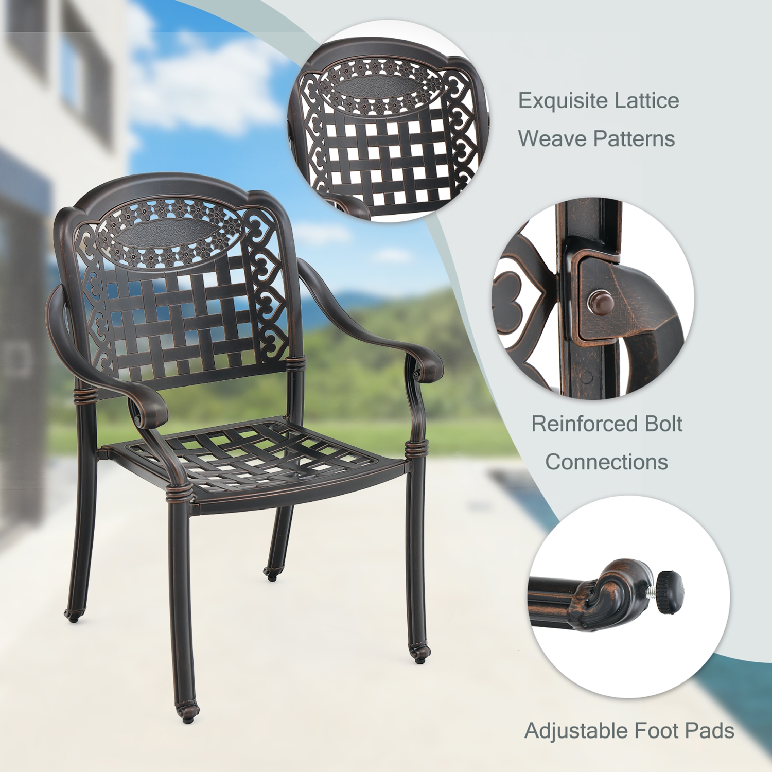 Gymax 4 Pieces Cast aluminum patio chair bistro dining chair outdoor cast aluminum chair