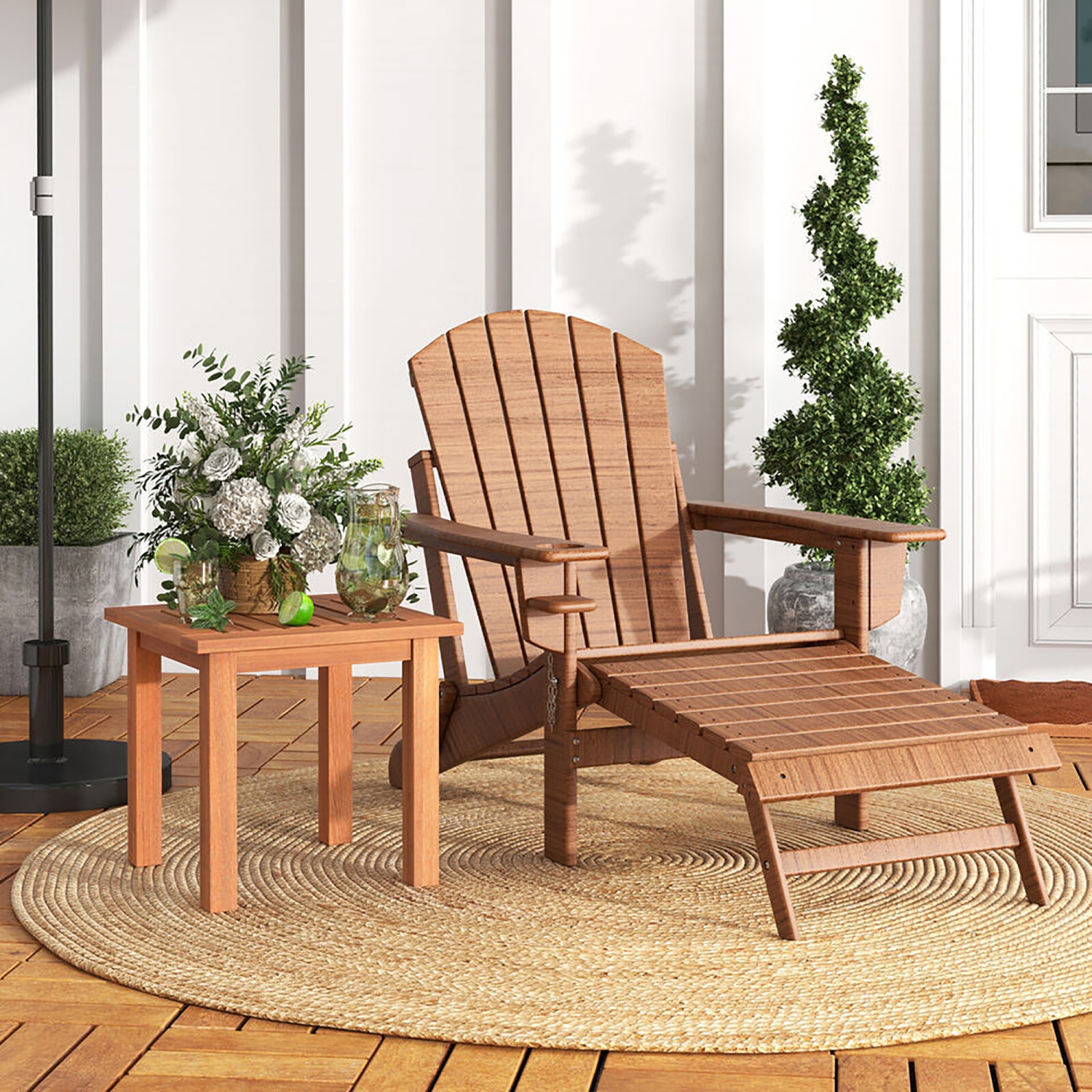 Gymax 2 Pieces Patio Side Table Hardwood All-Weather Outdoor Square End Bistro Table Garden
