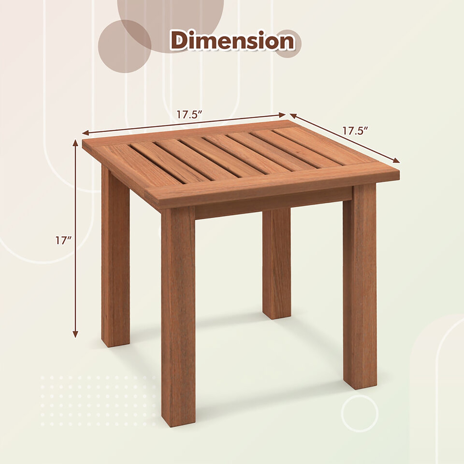 Gymax 2 Pieces Patio Side Table Hardwood All-Weather Outdoor Square End Bistro Table Garden