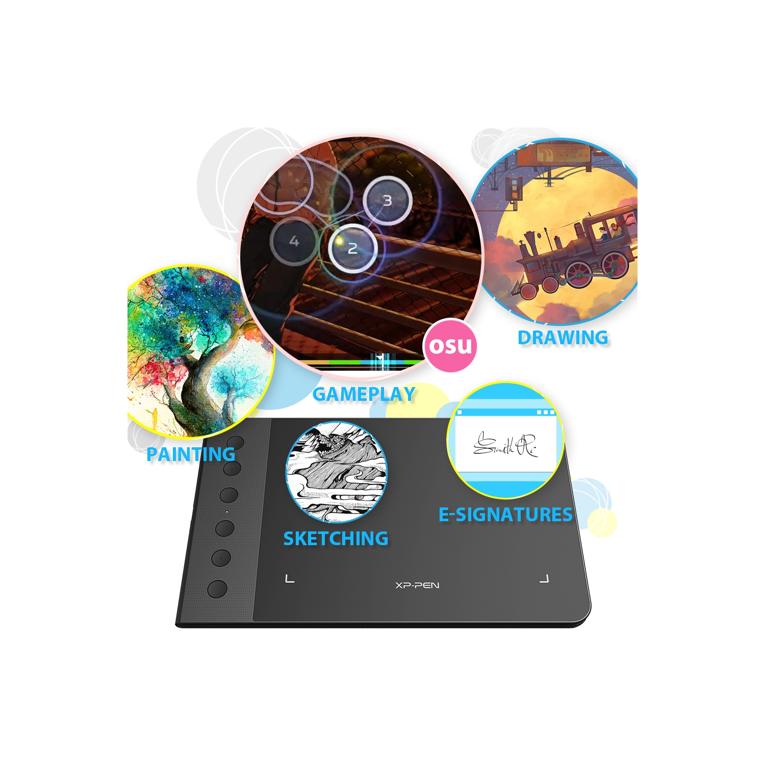 Tablette graphique Android G640S XPPen Star 6,5 x 4 po Accessoires pour ordinateur numérique avec 6 touches de raccourci compatible avec les