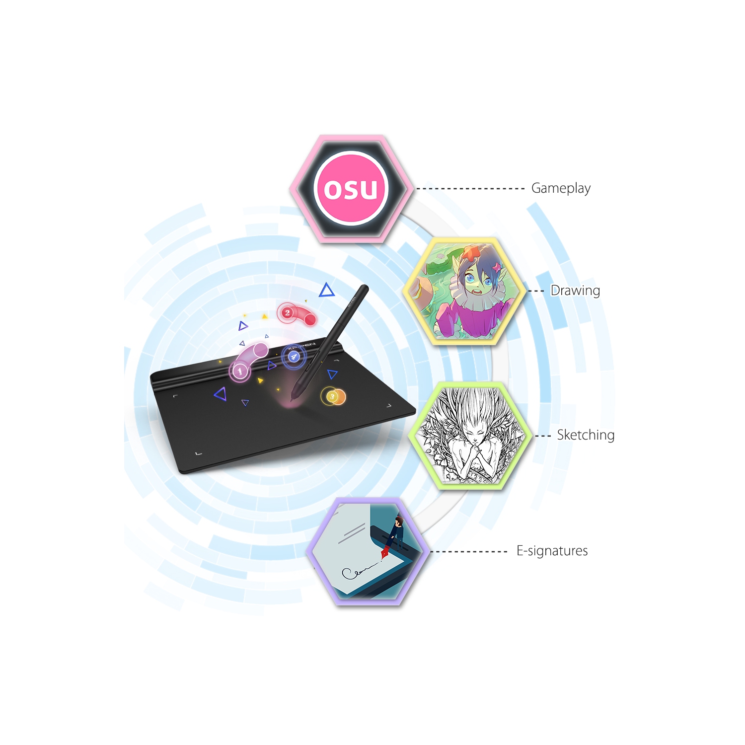 XPPen StarG640 6x4 pouces OSU! Tablette à dessin ultramince Carte graphique numérique tablette stylet sans pile (8192 niveaux pression du stylet）