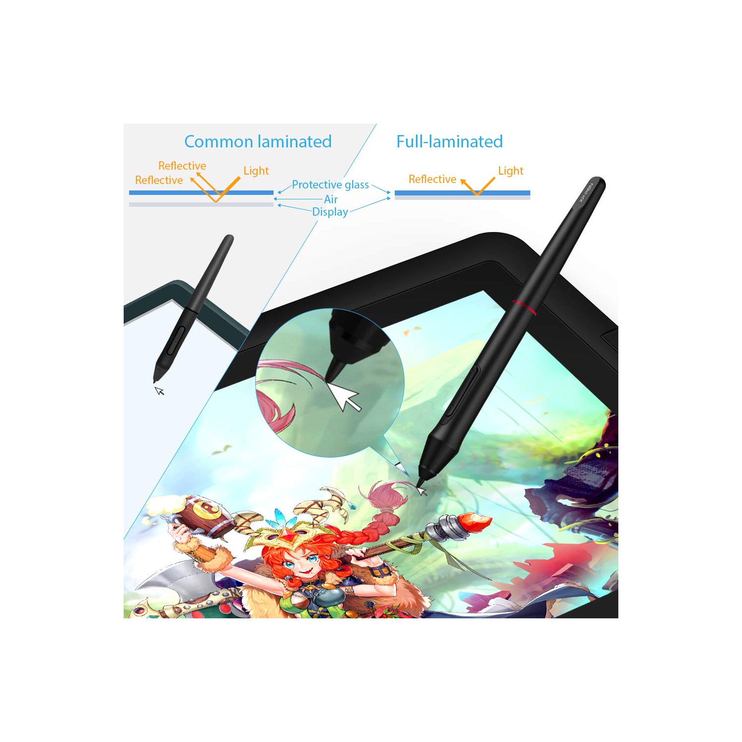 XPPen Artist 15,6 Pro 15,6 po écran graphique moniteur de dessin technologie entièrement laminé moniteur de dessin 8192 niveaux Stylet sans pile