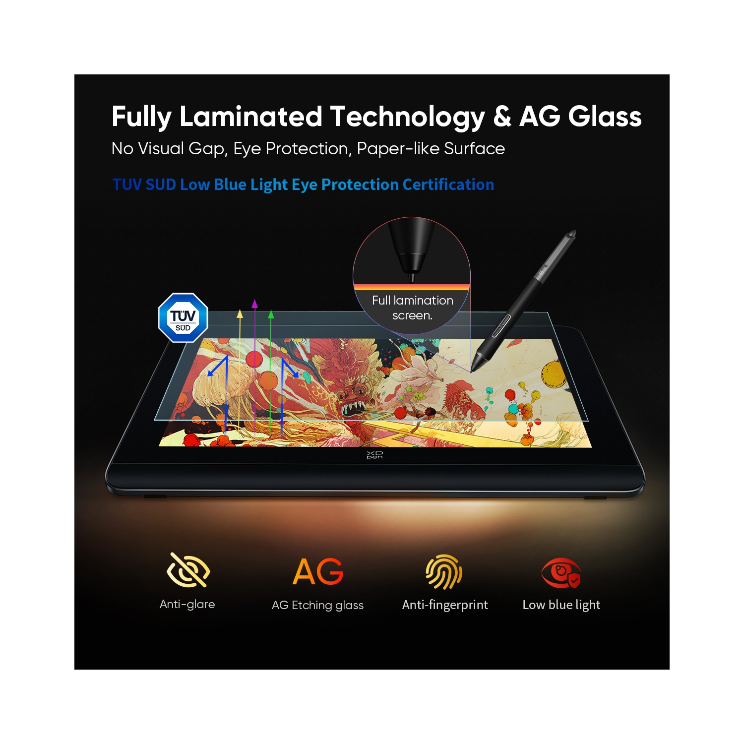 XPPen Artist Pro 16 Graphic Display 16'' High Resolution (2560x1600) Drawing Monitor with Advanced X3 Pro Smart Chip Stylus 16384 levels Pen Pressure