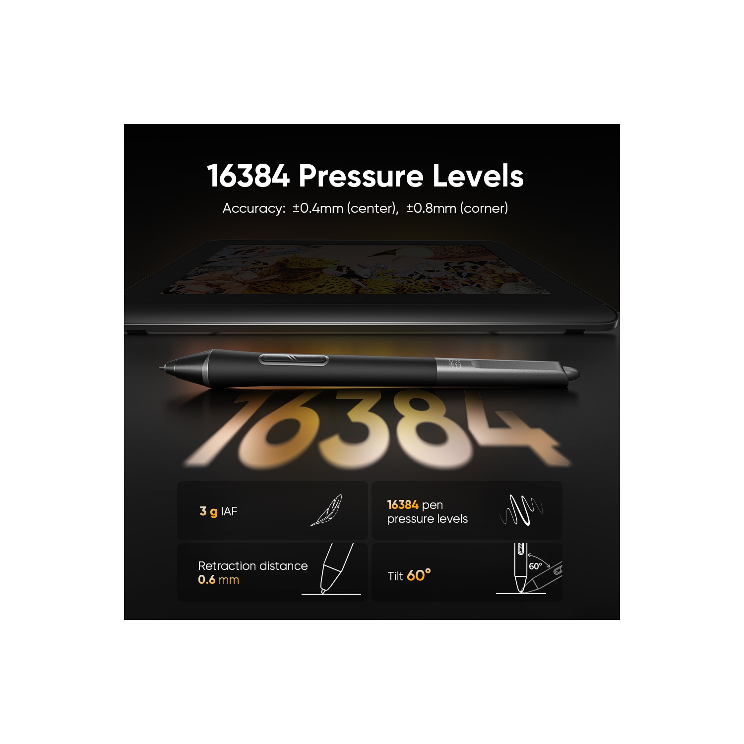 XPPen Artist Pro 16 Graphic Display 16'' High Resolution (2560x1600) Drawing Monitor with Advanced X3 Pro Smart Chip Stylus 16384 levels Pen Pressure