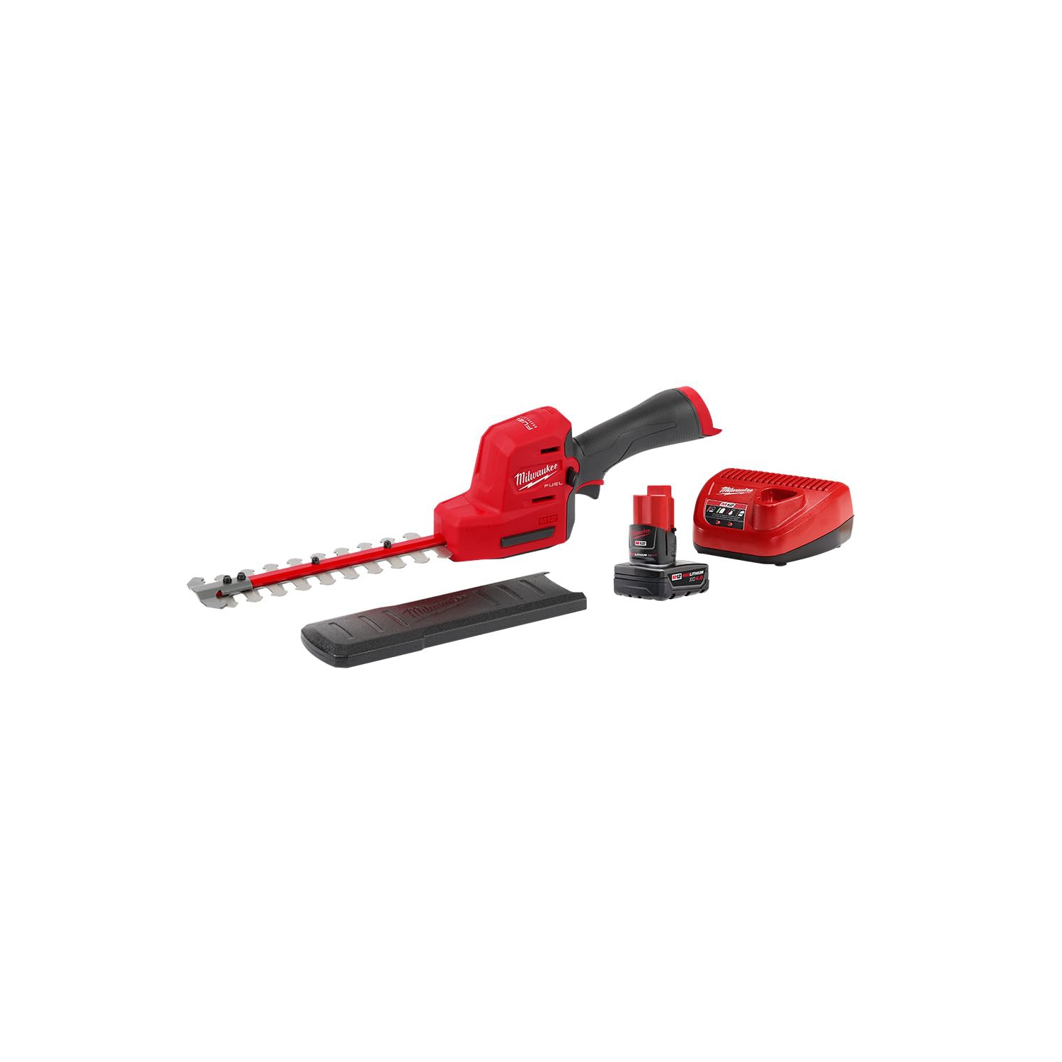 Milwaukee 2533-21 M12 8-Inch 12-Volt Brushless Cordless Hedge Trimmer Kit with 4.0 Ah Battery and Charger, Red