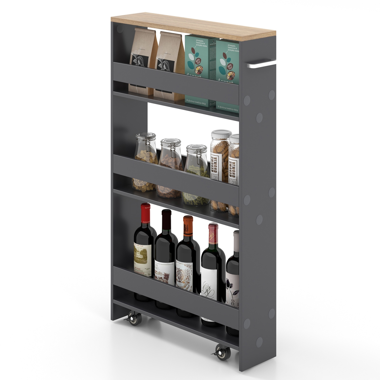 Costway Rolling Kitchen Slim Storage Cart Mobile Shelving Organizer with Handle