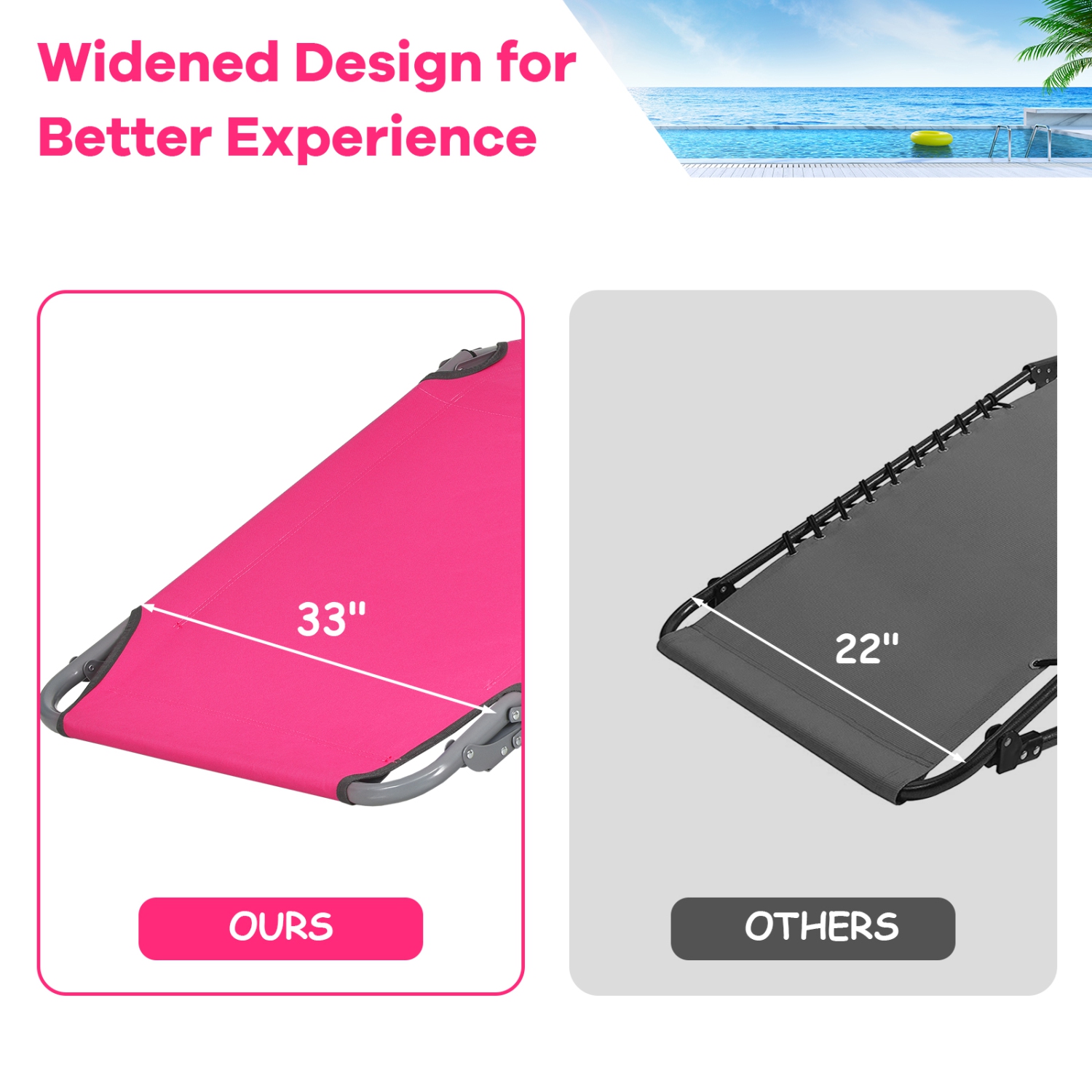 Costway Outdoor Beach Lounge Chair Folding Chaise Lounge with Pillow